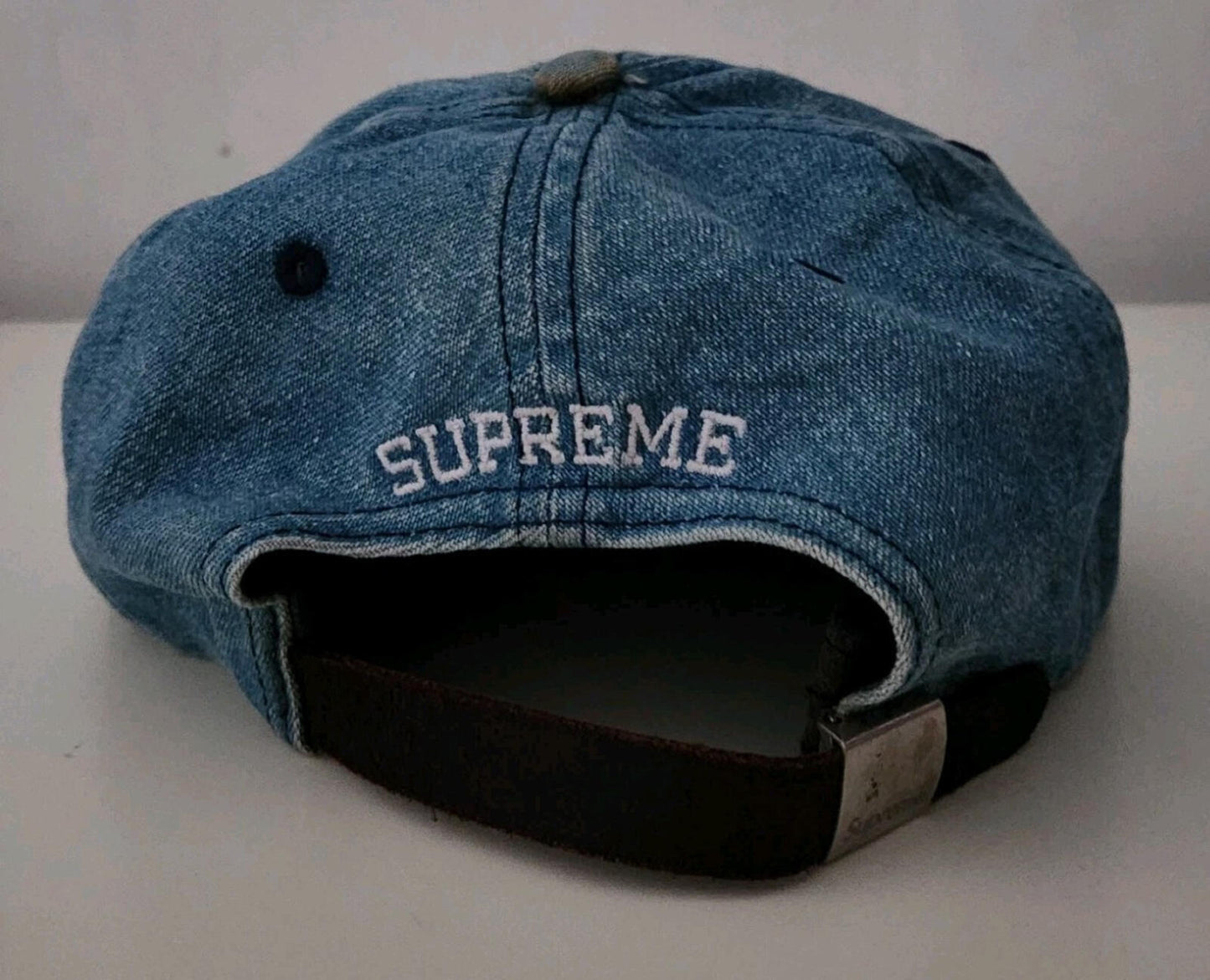 Gorra SS17 Supreme Washed Denim S Logo 6 Paneles Azul