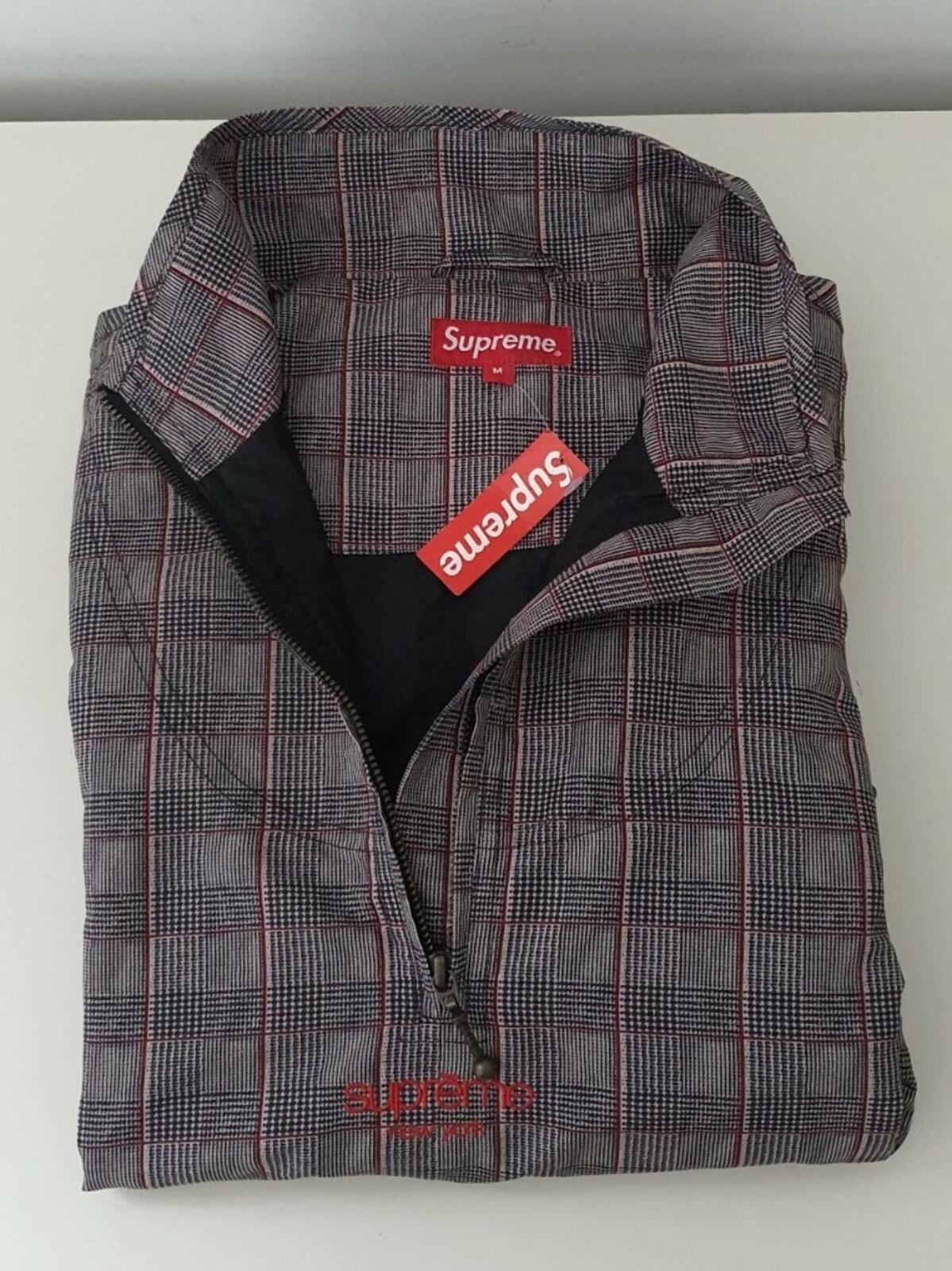 SS20 Supreme Track Half Zip Pullover Jacket Tan Plaid size M
