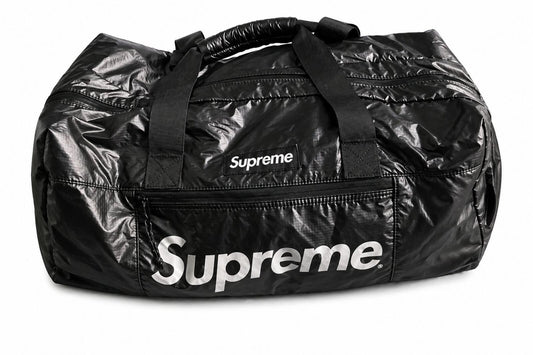 FW17 Supreme Duffle Bag Cordura Stoff Box-Logo Reflektierender Text Reisetasche Schwarz
