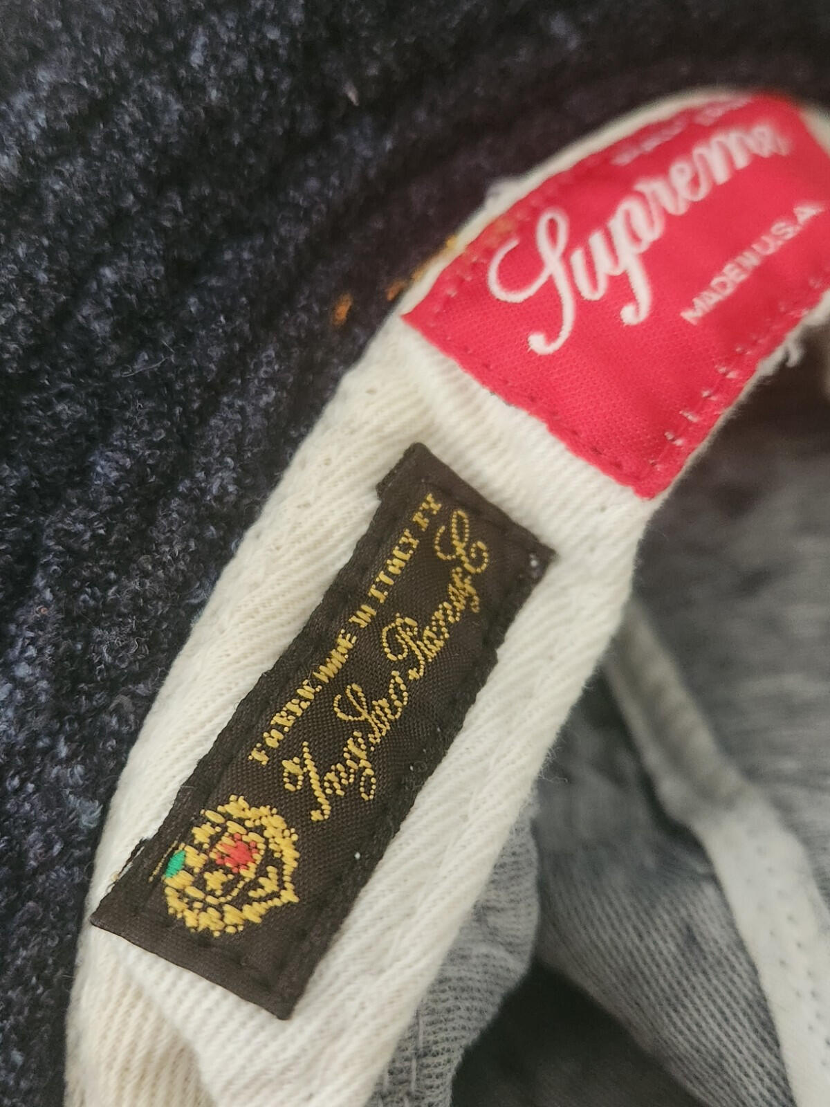SS14 Supreme Loro Piana French Terry crusher Navy bucket hat Blue Vintage 2014