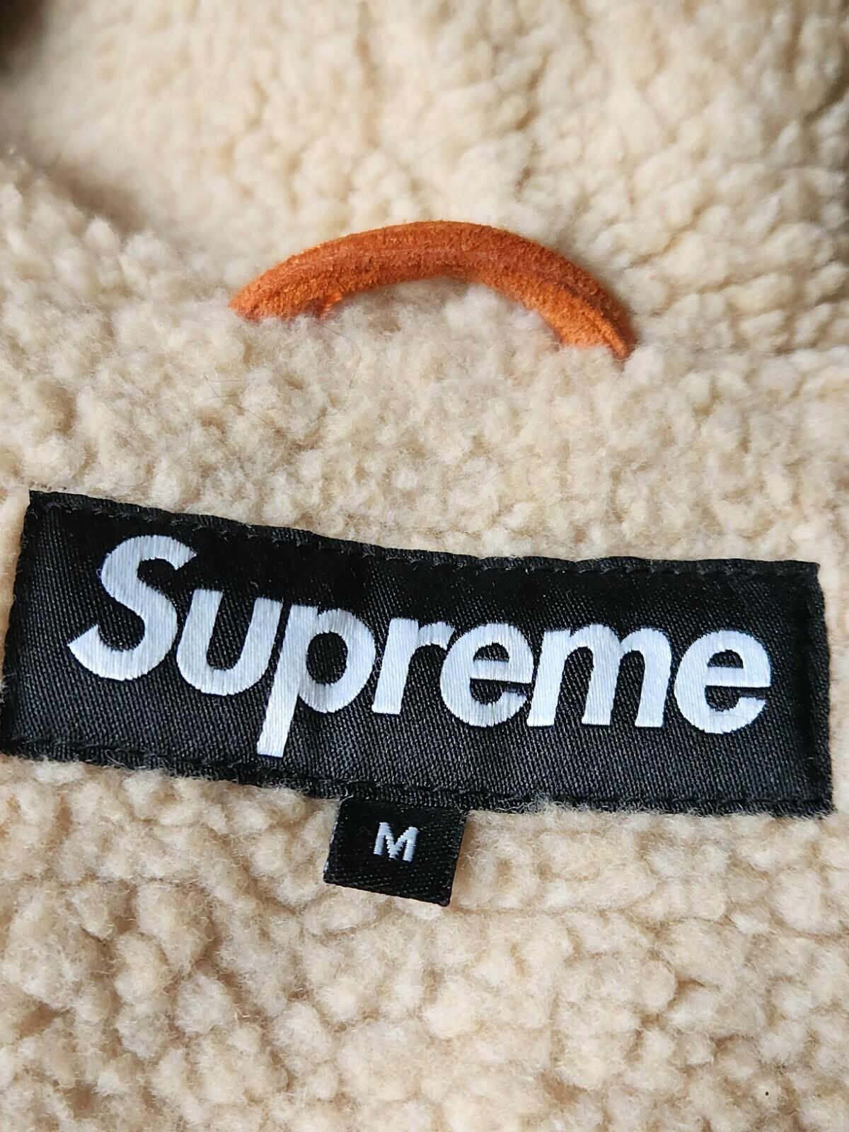 FW17 Supreme hooded suede Orange work jacket $588 Size M medium lambskin leather