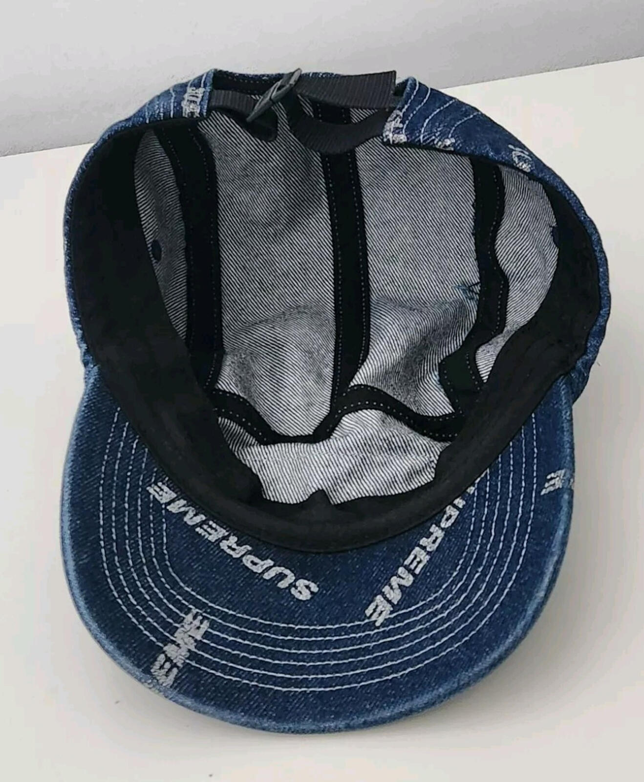 SS17 Supreme Denim Logo Camp Cap Blue Hat Box Logo