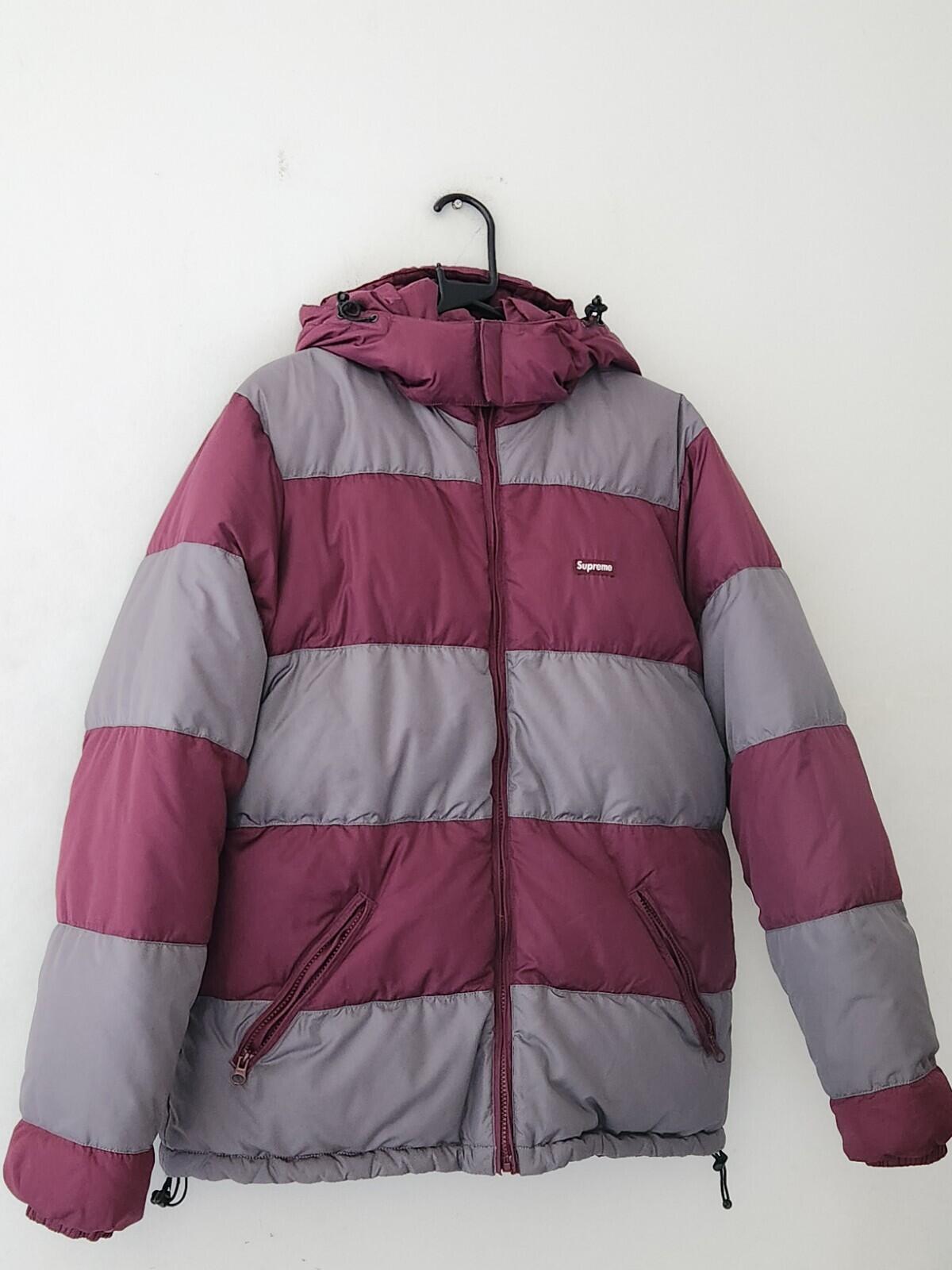FW12 Supreme Reversible striped down jacket L Large puffer
