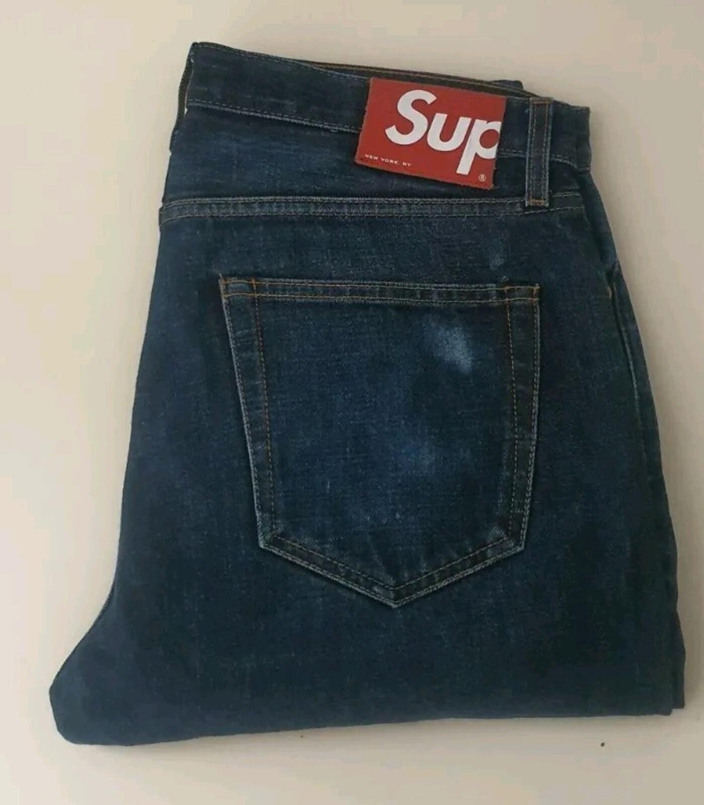 Supreme Denim Slim Jeans Blue Size 34 W34 L30 ALTERED