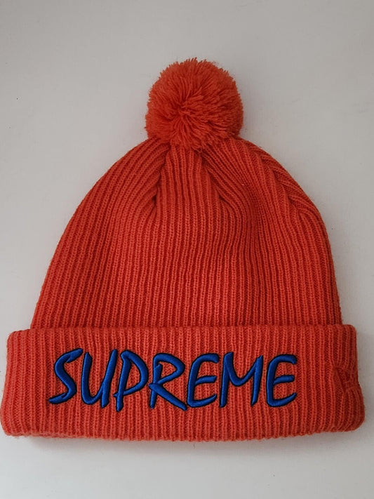 FW13 Supreme New Era beanie small box logo Very rare Orange Hat Vintage 2013