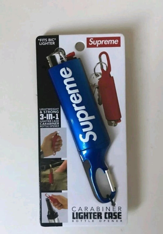 SS22 Supreme Estuche Encendedor Mosquetón Accesorio Azul Aluminio Llavero