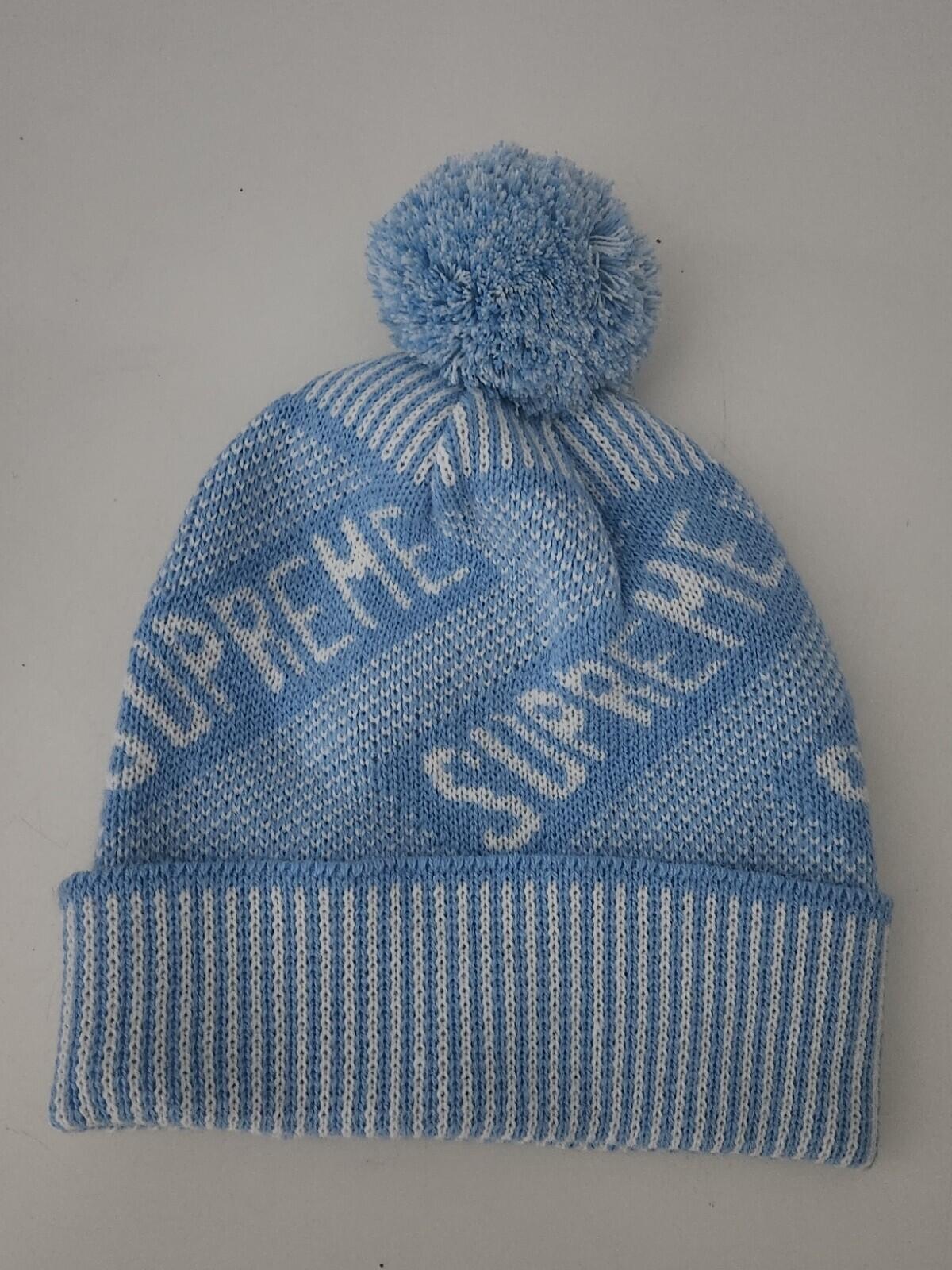 FW21 Supreme Banner Beanie Light Blue