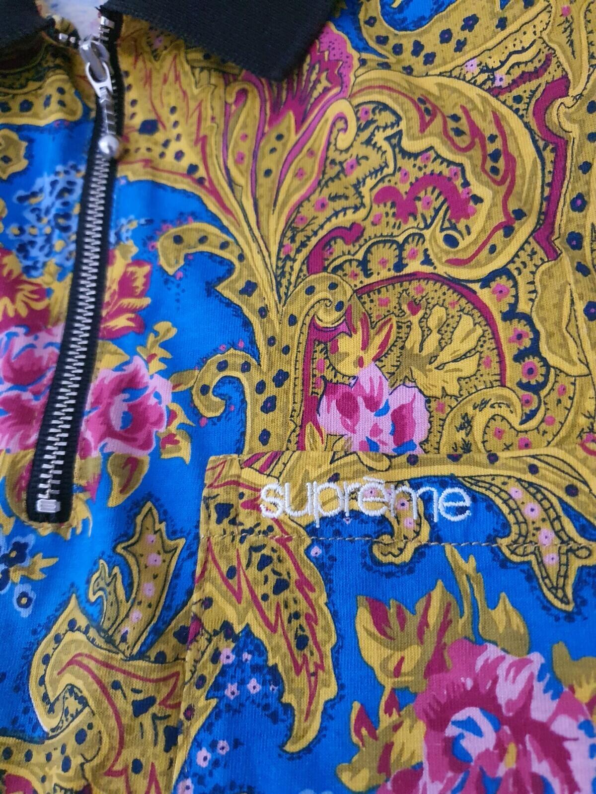 FW17 Supreme Paisley L/S Polo Yellow Shirt M