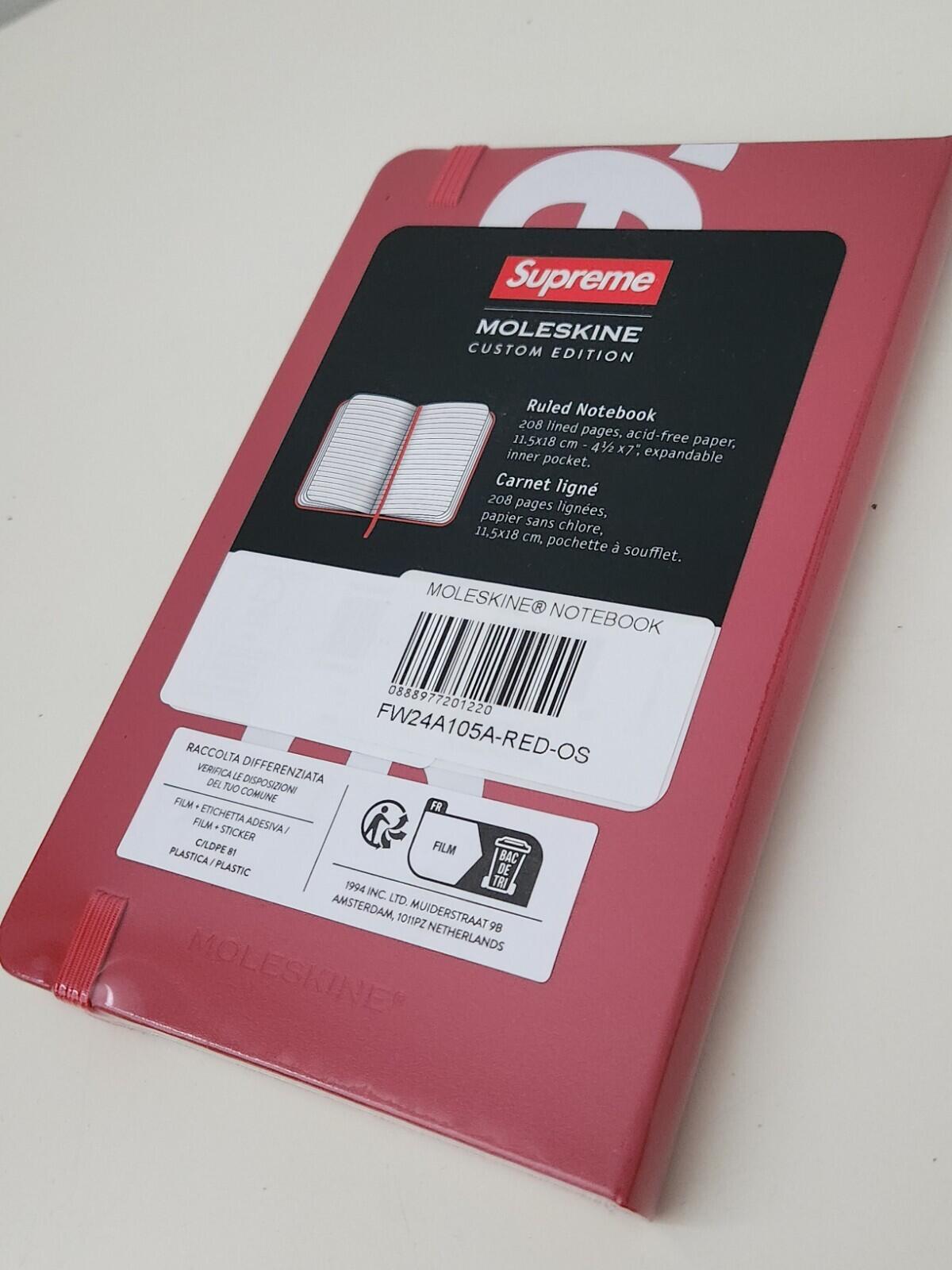 FW24 Supreme x Moleskine Notizbuch Large Notizblock Buch Tagebuch neu ungeöffnet Rot