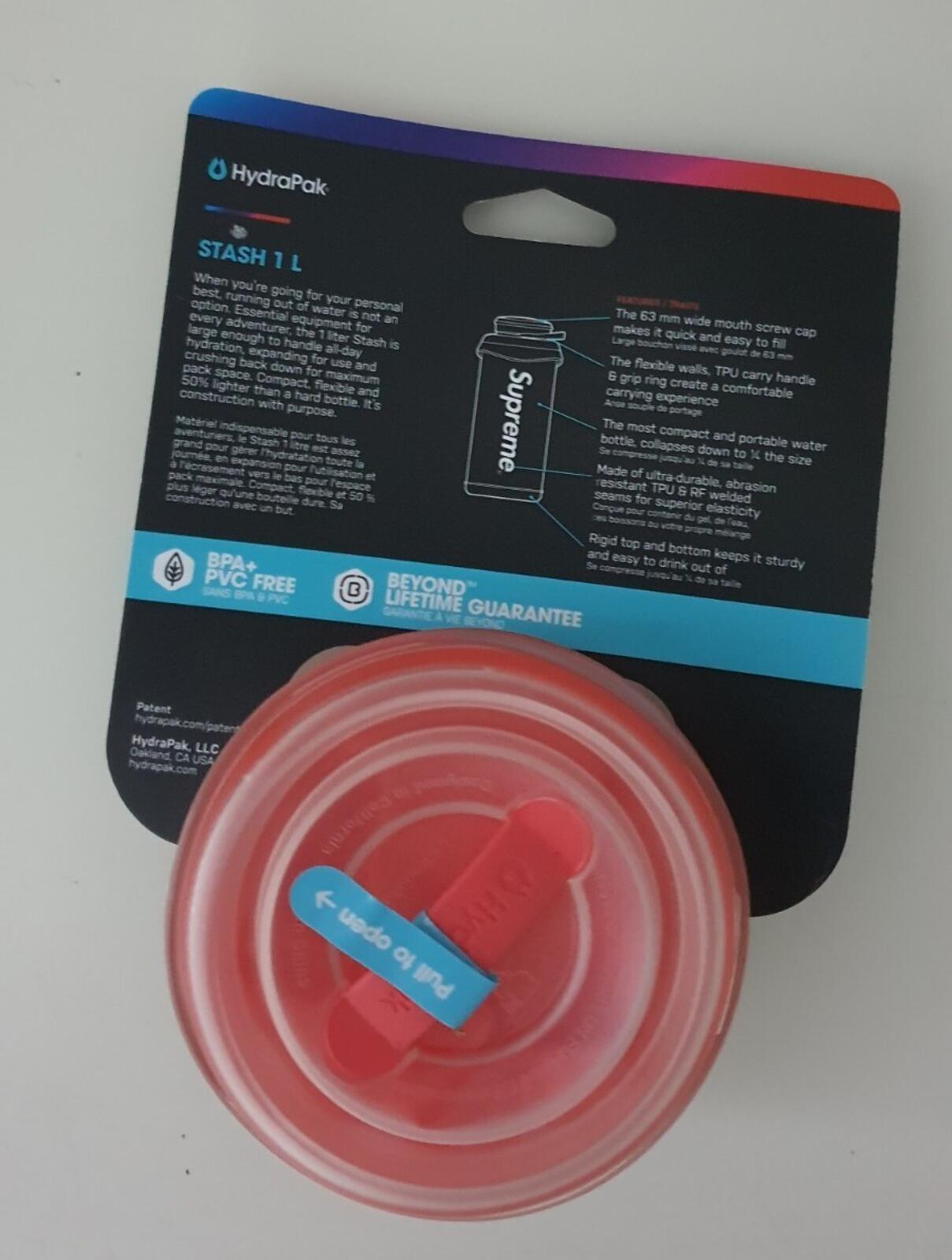 FW20 Supreme HydraPak Stash 1.0L Wasserflasche rot flexibel Neues Accessoire