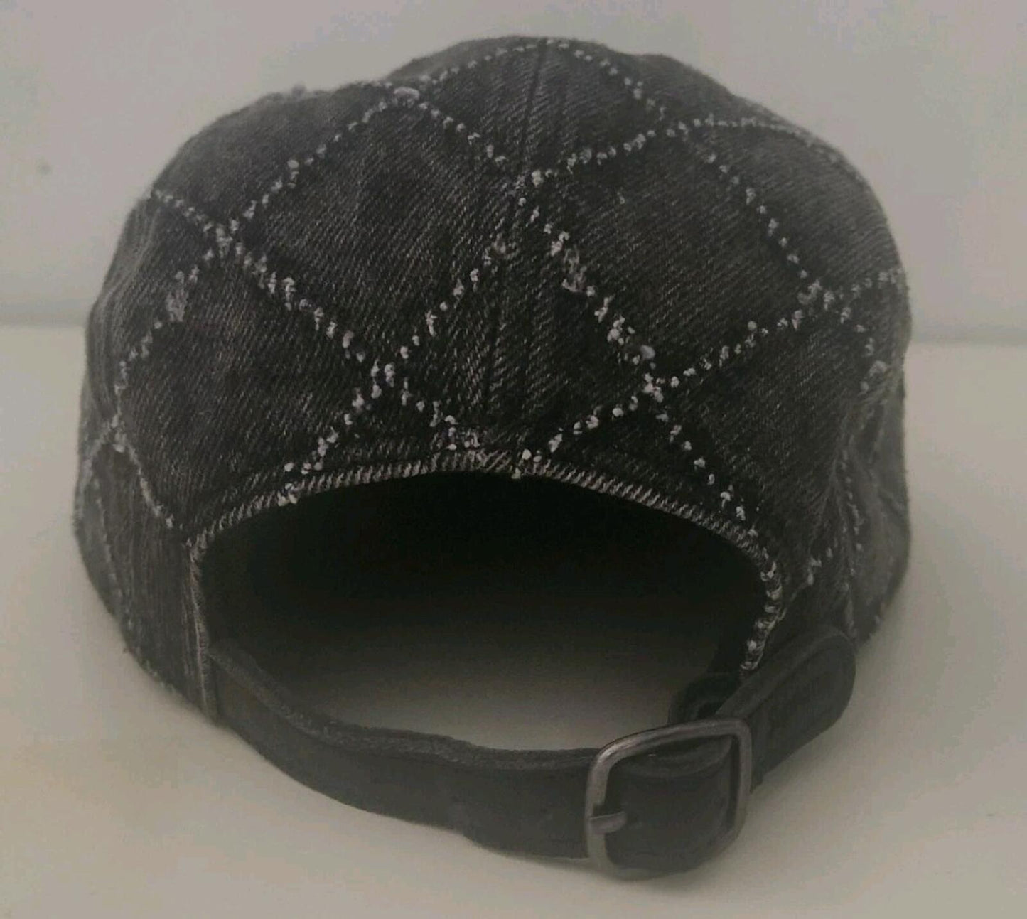 FW23 Supreme Punched Denim camp cap black hat 15 Oz. denim leather strap closure