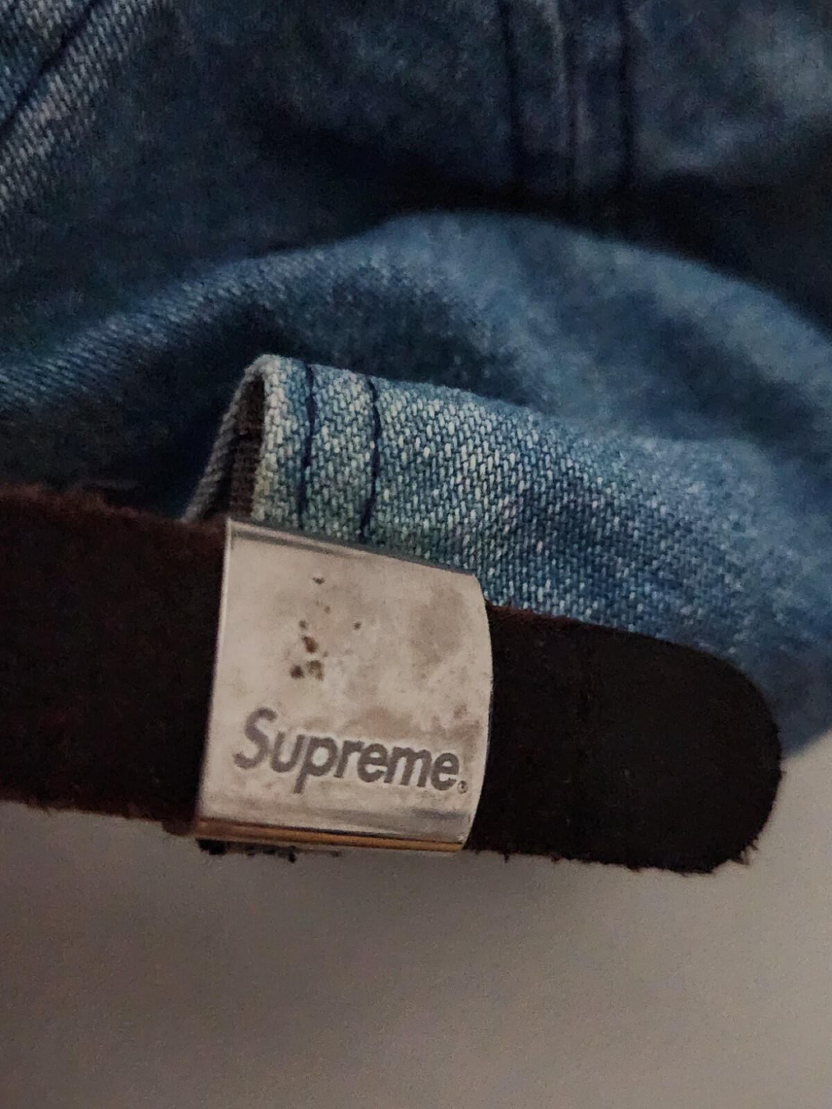 Gorra SS17 Supreme Washed Denim S Logo 6 Paneles Azul