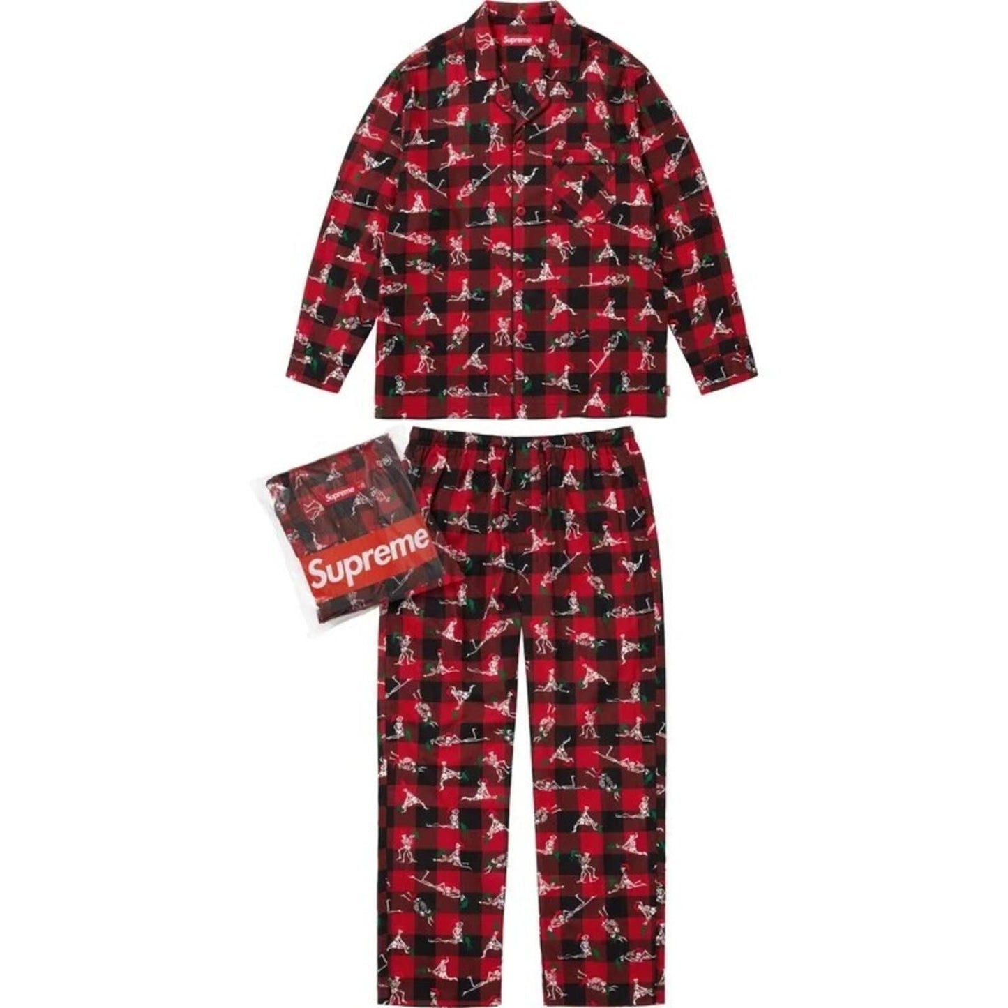 FW25 Supreme Holiday Pajama set ( shirt + trousers) Plaid Size L