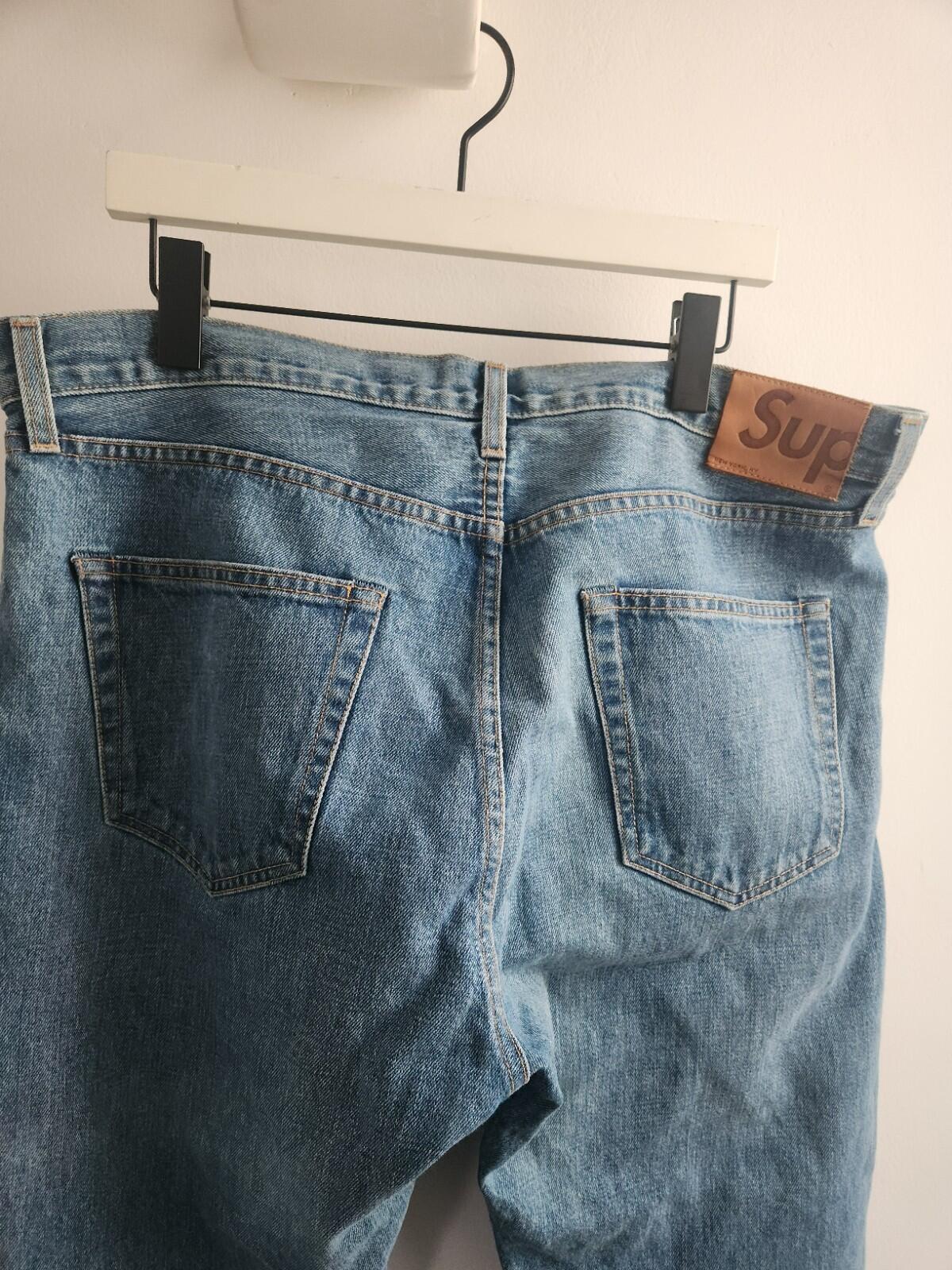 Supreme slim jeans size 36 W36 L32 denim blue made in USA mens stonewashed jean