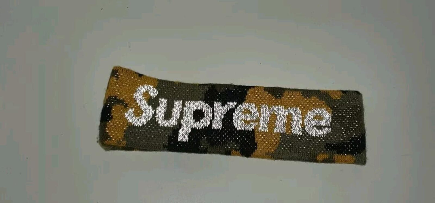 Cinta para la cabeza con logo reflectante Supreme New Era FW17, camuflaje amarillo, accesorio