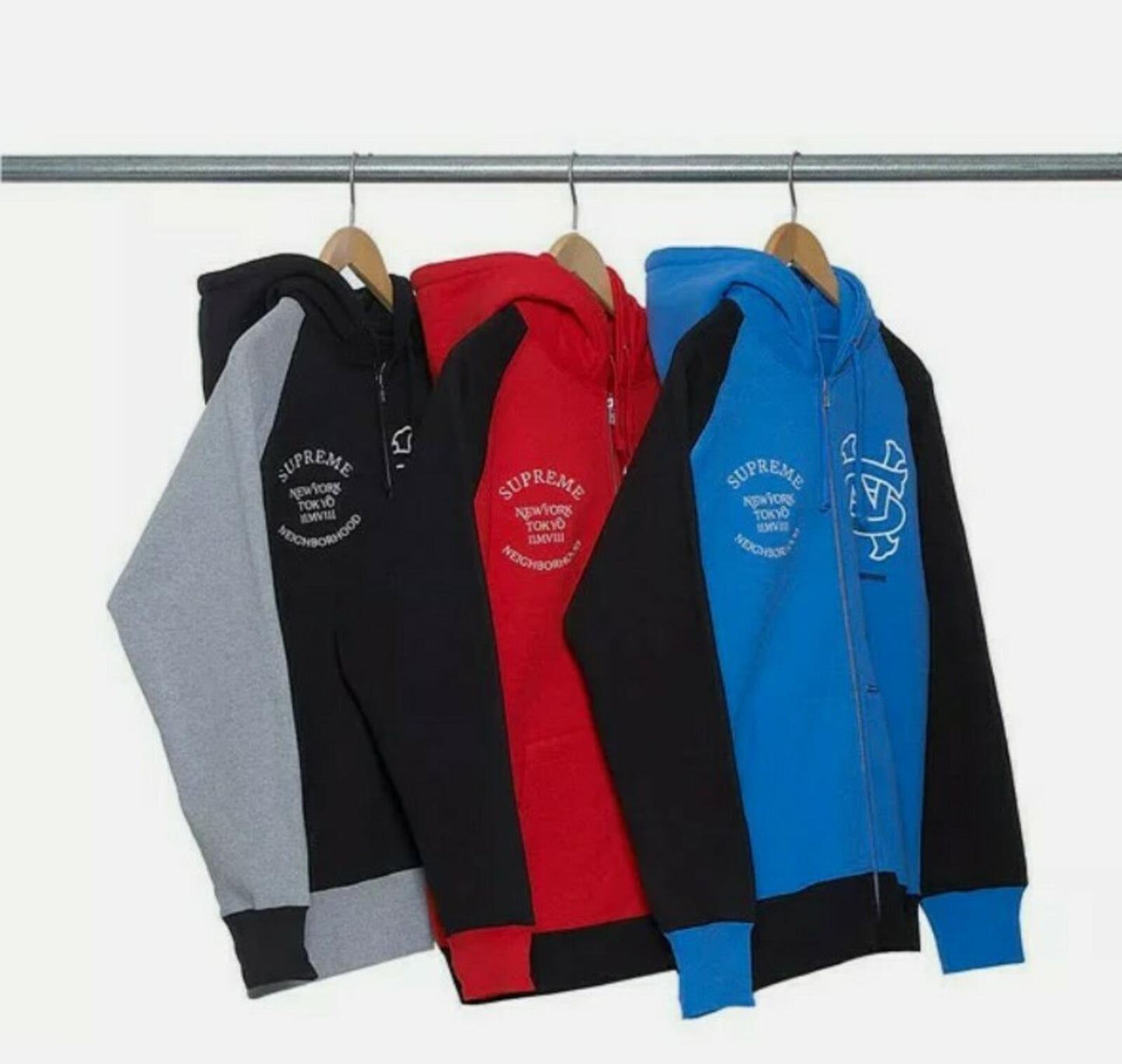 SS09 Supreme Neighborhood Zip Up Hooded Sweatshirt Blue Size XL 4