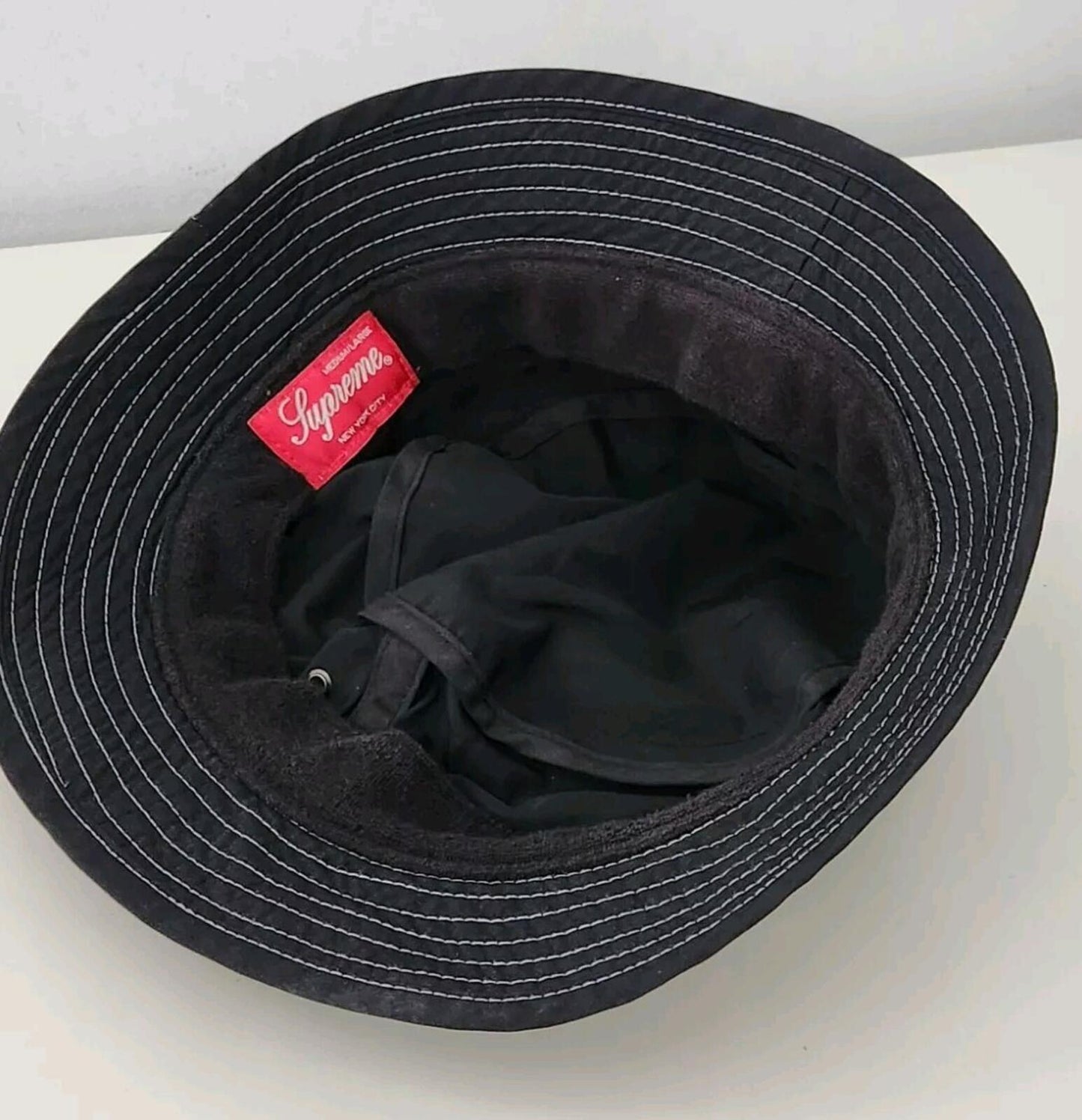 SS19 Supreme Contrast Stitch Crusher Bucket Hat Black Water Resistant Reflective