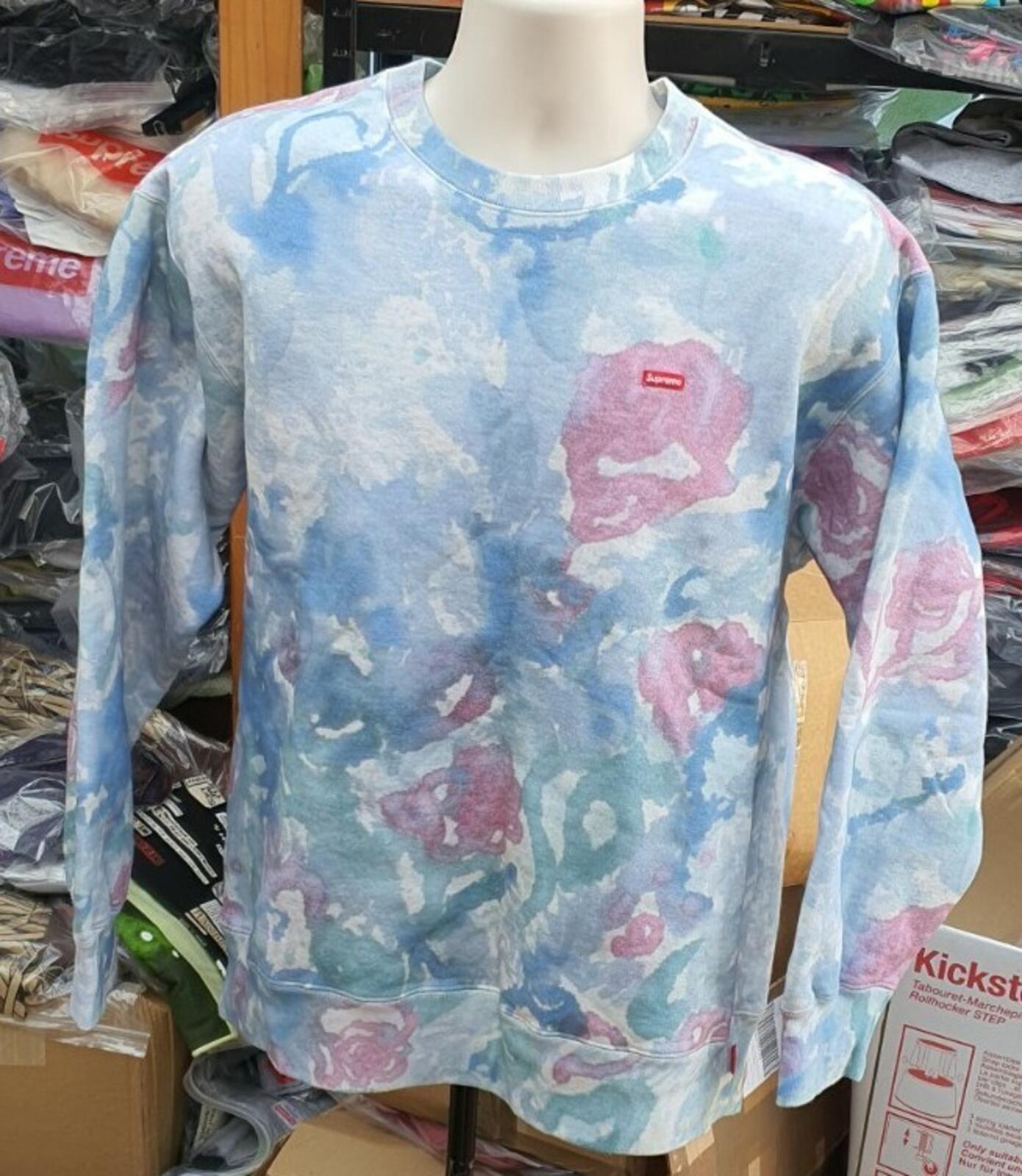 SS21 Supreme Small Box Logo Crewneck  Watercolor Floral Size M