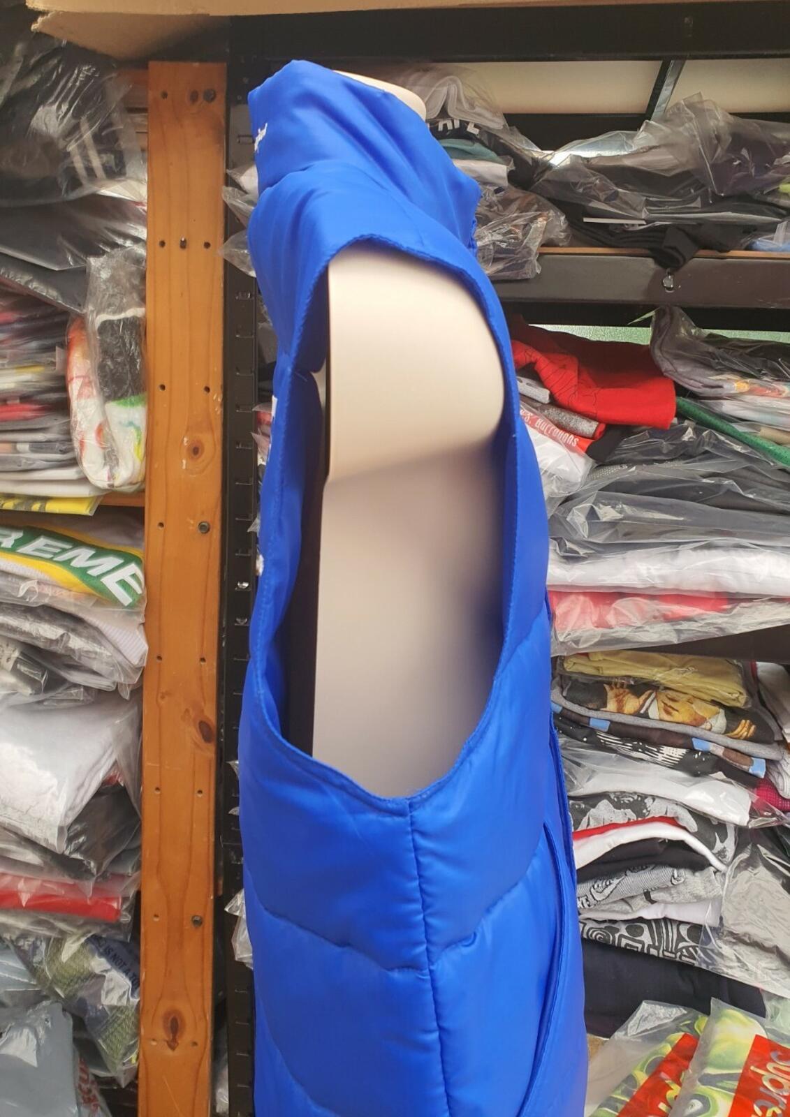 SS17 Supreme x Champion Puffy Vest Gilet Blau Größe S