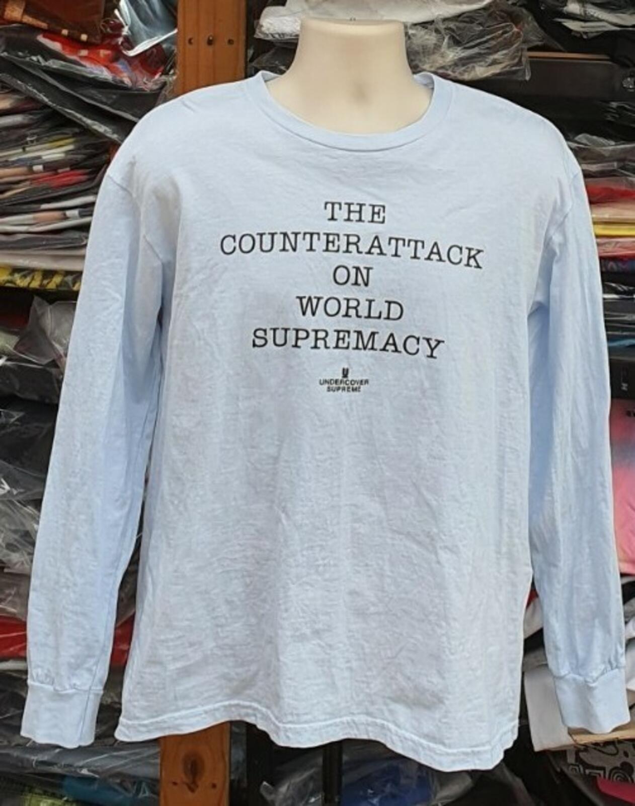 SS18 Supreme x Undercover x Public Enemy Counterattack Langarmshirt Hellblau Größe M