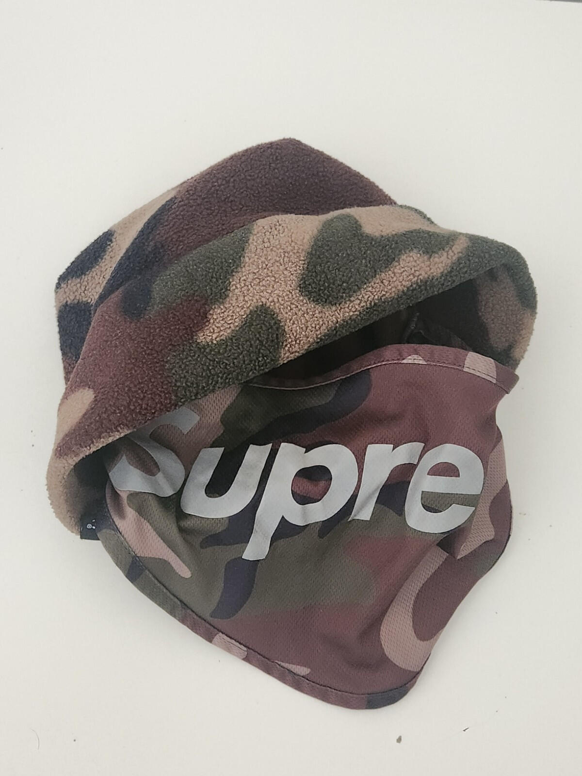 FW22 Supreme x Polartec Facemask Beanie Woodland Camo