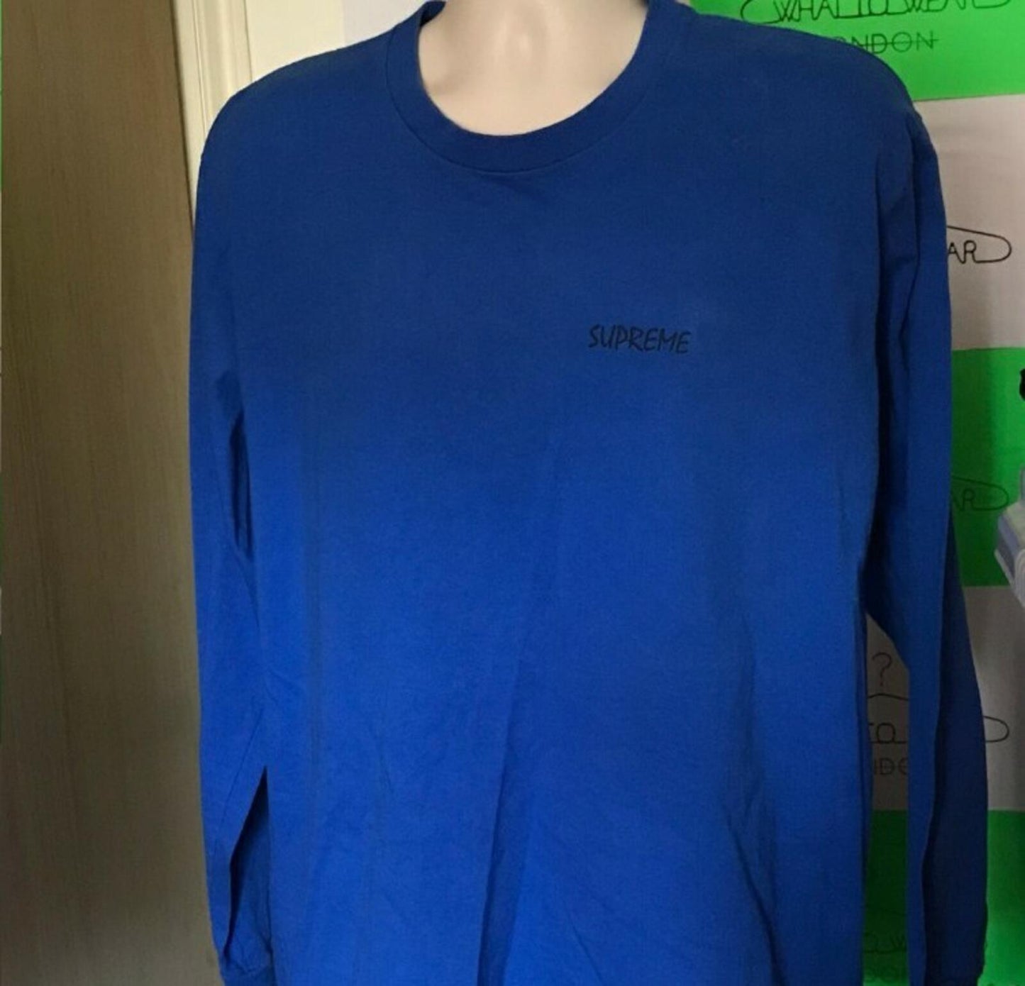 FW14 Supreme Stalion Langarm-T-Shirt Blau Größe XL
