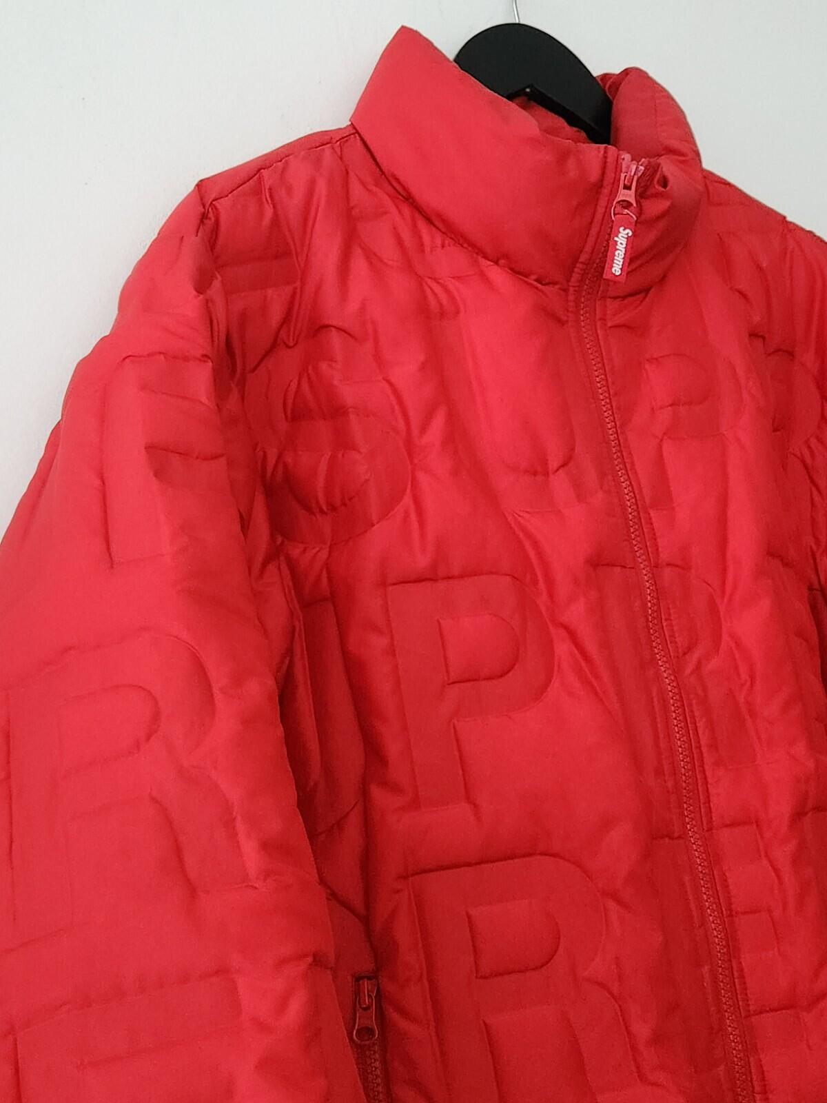 SS19 Supreme Bonded Logo Puffy Jacket Size M Medium Red Coat Duck Down