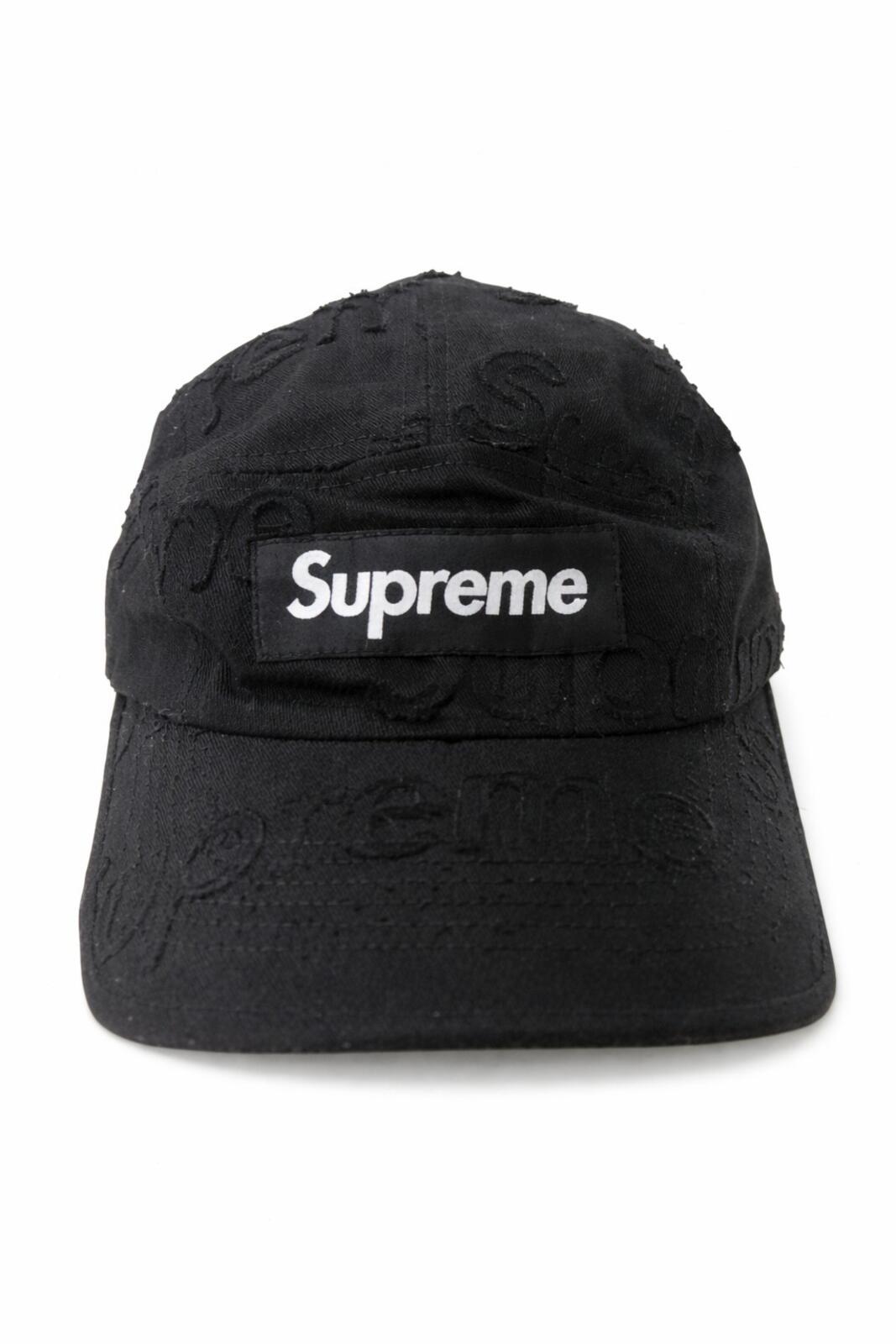 SS23 Supreme Lasered Twill camp cap black hat