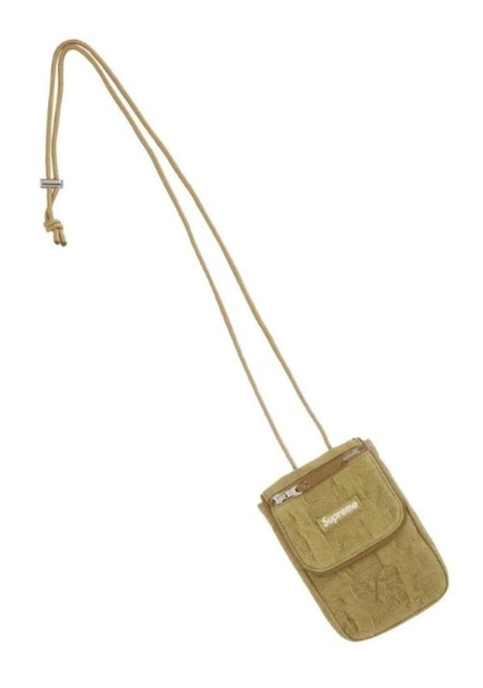 SS22 Supreme Fat Tip Jacquard Denim Neck Pouch Olive Tasche