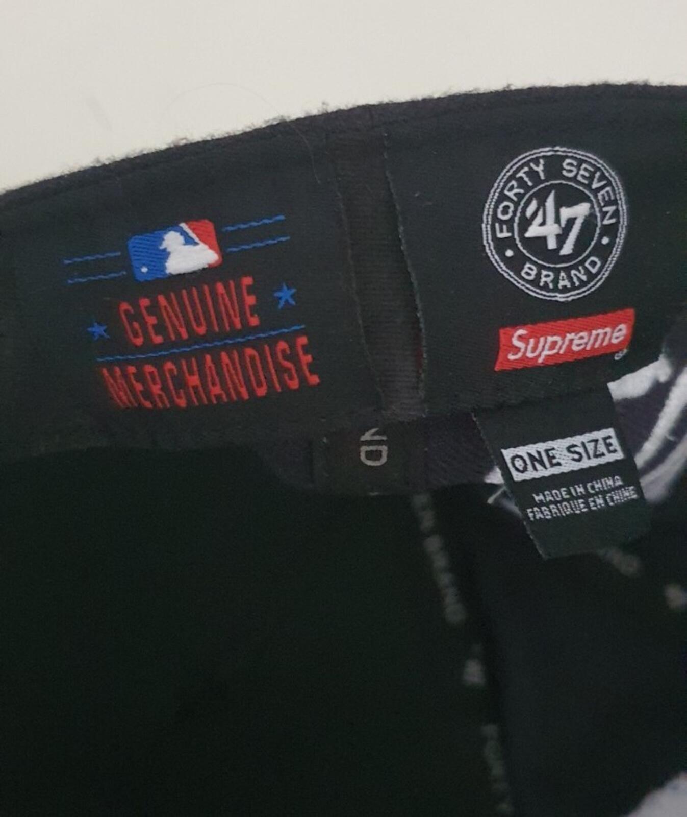SS15 Supreme x Yankees x 47 brand navy 5-panel cap hat Rare Baseball