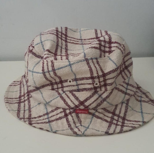 SS14 Supreme Loro Piana French Terry crusher S/M Cuadros blancos Sombrero de pescador raro Nuevo