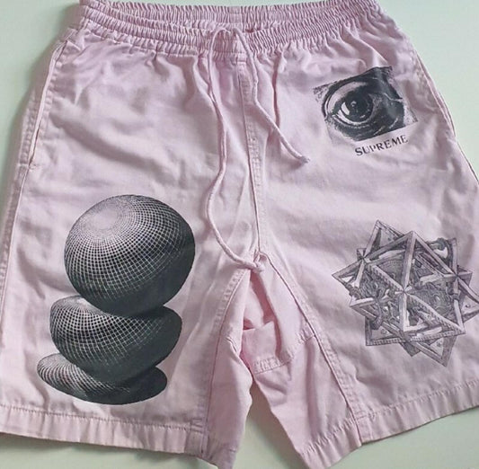 SS17 Supreme x MC Escher rosa palo Pantalones cortos talla S pequeños shorts Raro