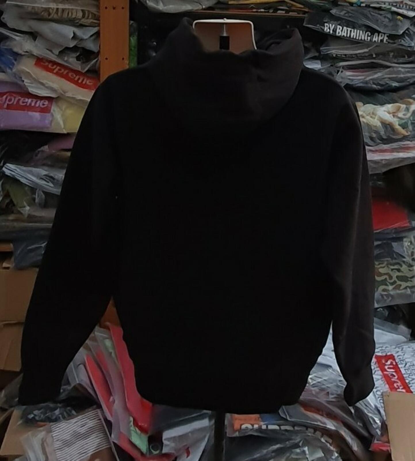 FW17 Supreme Box Logo hooded Sweatshirt black hoodie size M medium neon green