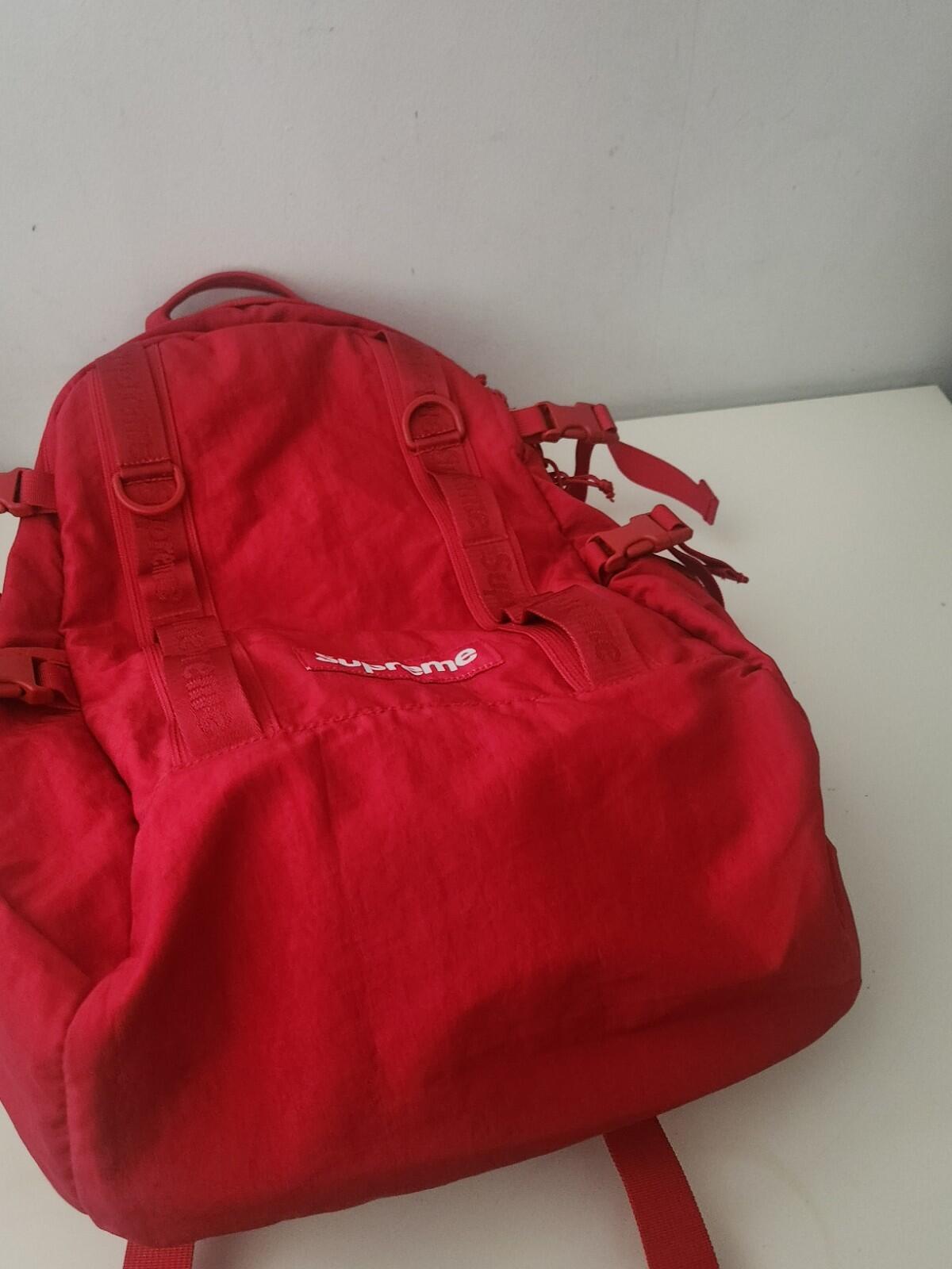 FW20 Supreme Backpack Dark Red Bag Water Resistant Nylon Rucksack