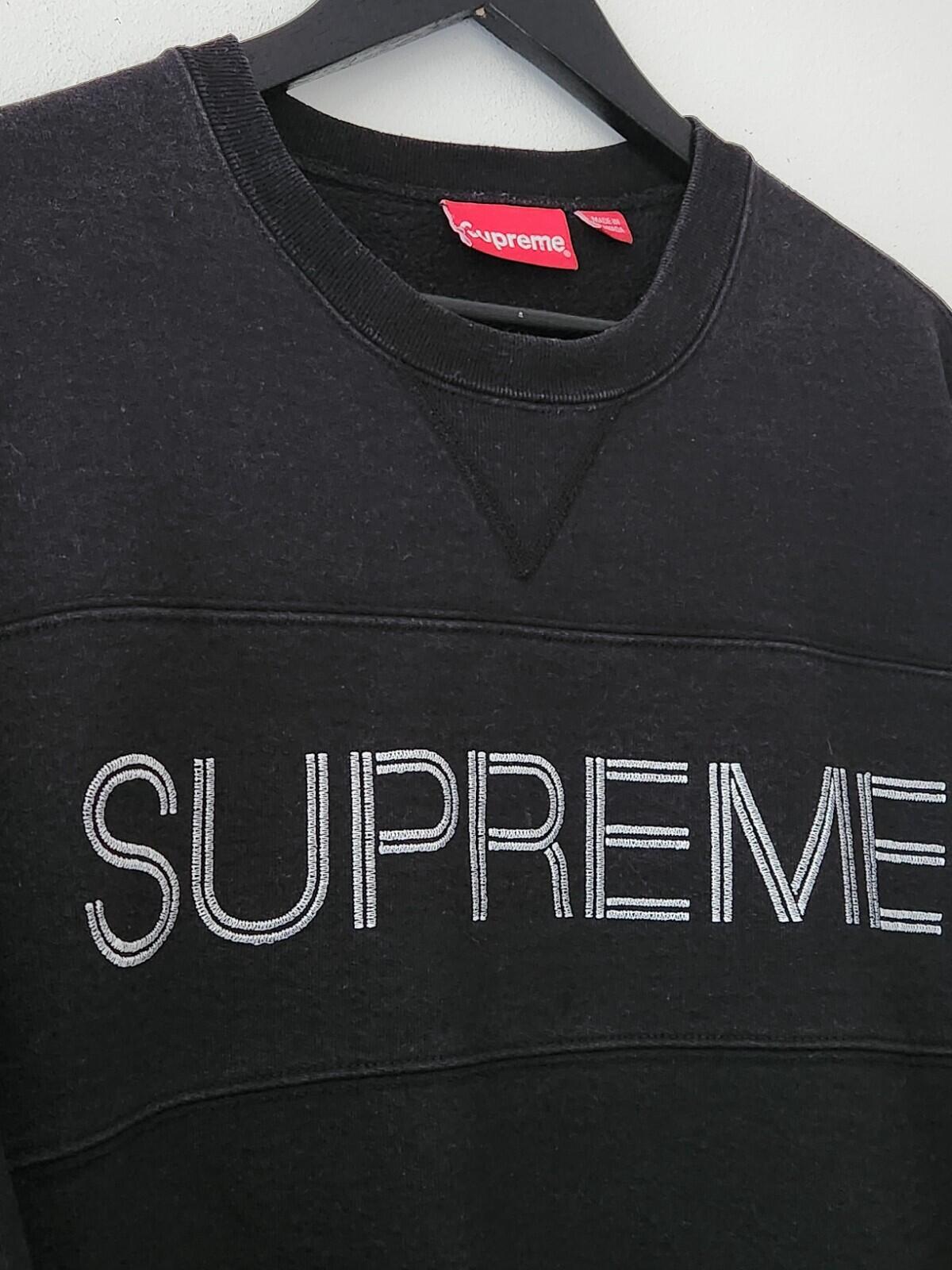 FW17 Supreme Zig Zag Stitch Panel Crewneck Black Size M
