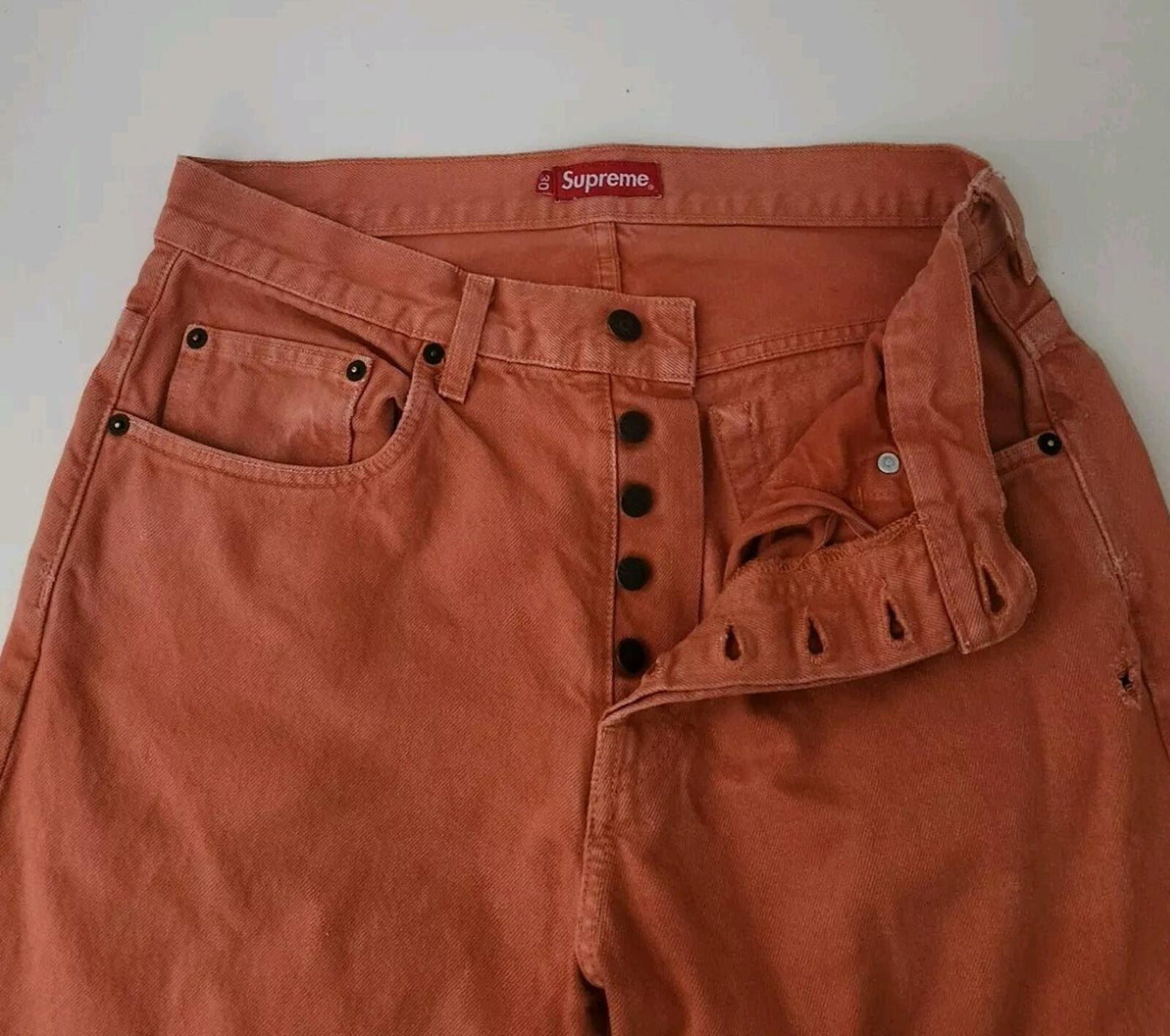 SS18 Supreme washed regular jeans size 30 Orange Trousers W30 L27 star denim