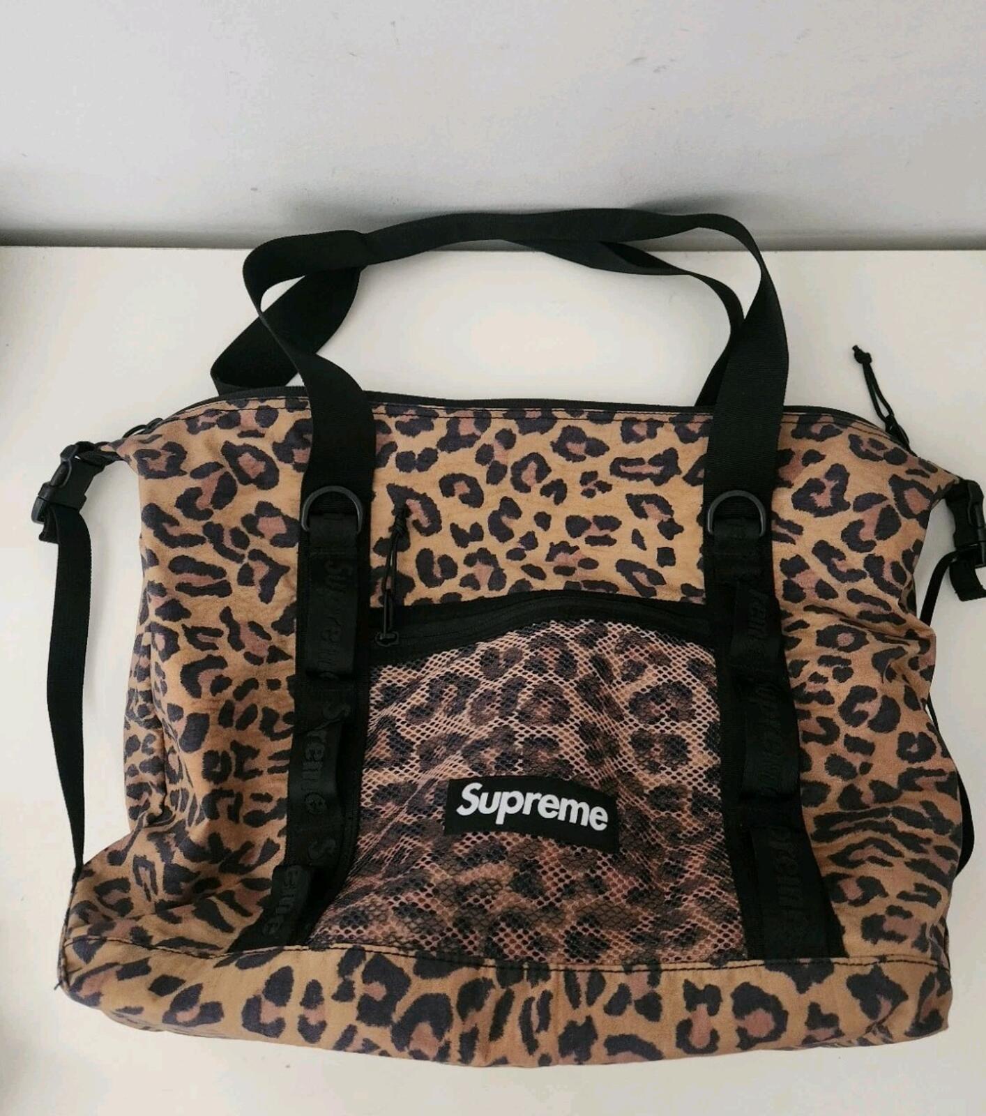 FW20 Supreme Leopard Tote Bag Water Resistant Cordura Fabric Animal Print