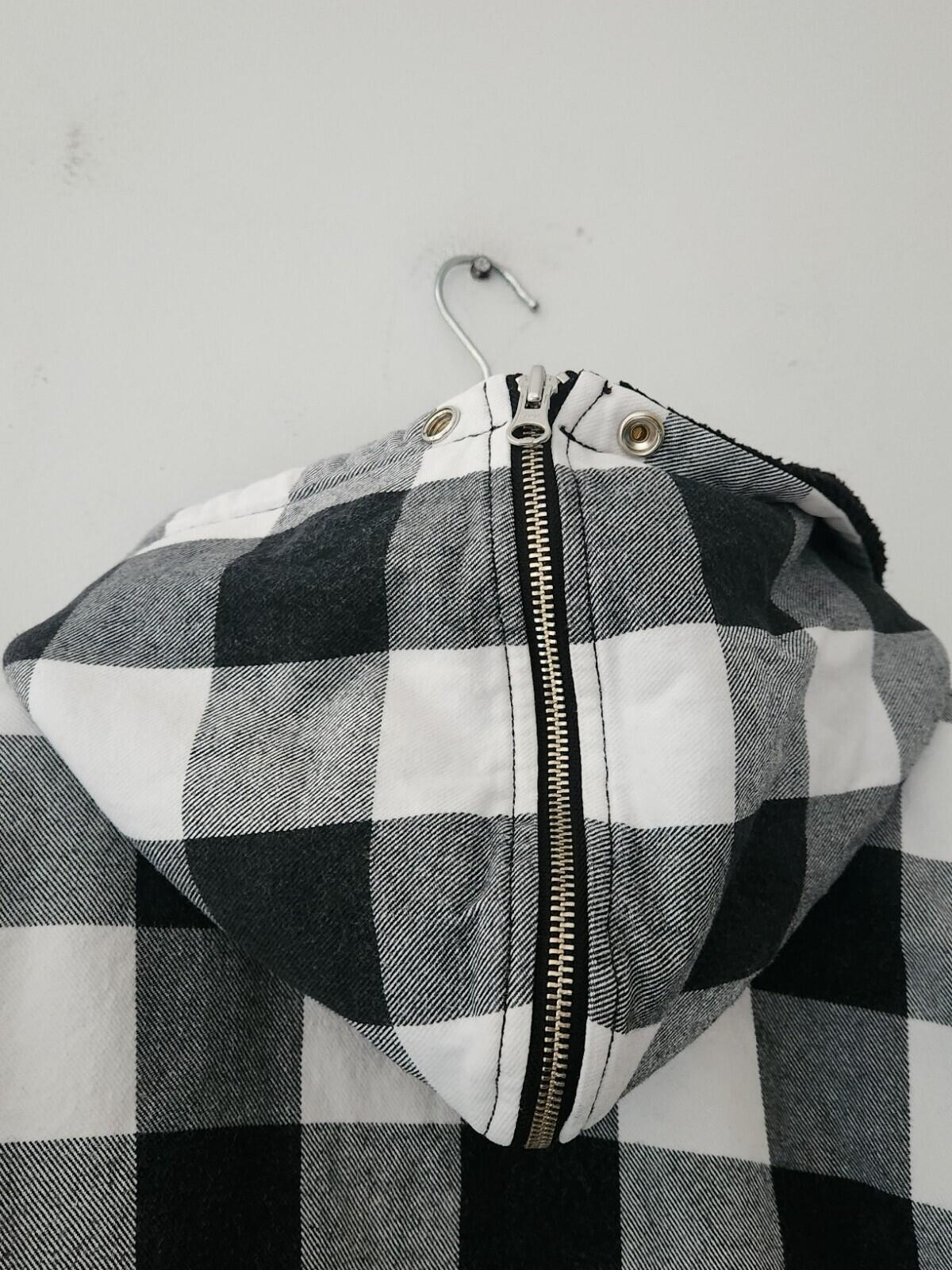 2005 Supreme Plaid Buffalo Jacket Thermal Lining Hooded Shirt Vintage Black M