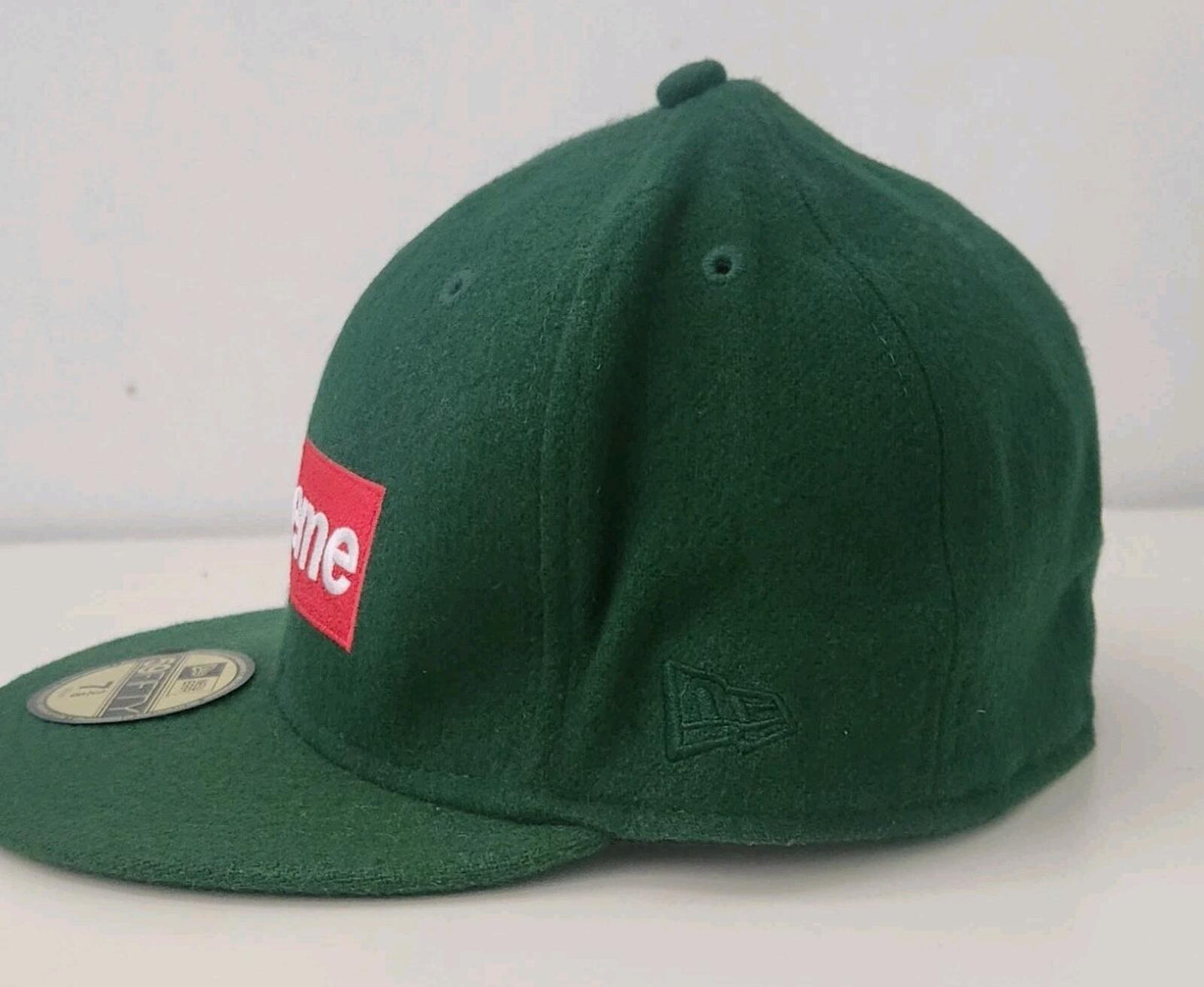FW10 Supreme Woolrich Box Logo New Era green hat wool cap 7 3/8 Vintage 2010