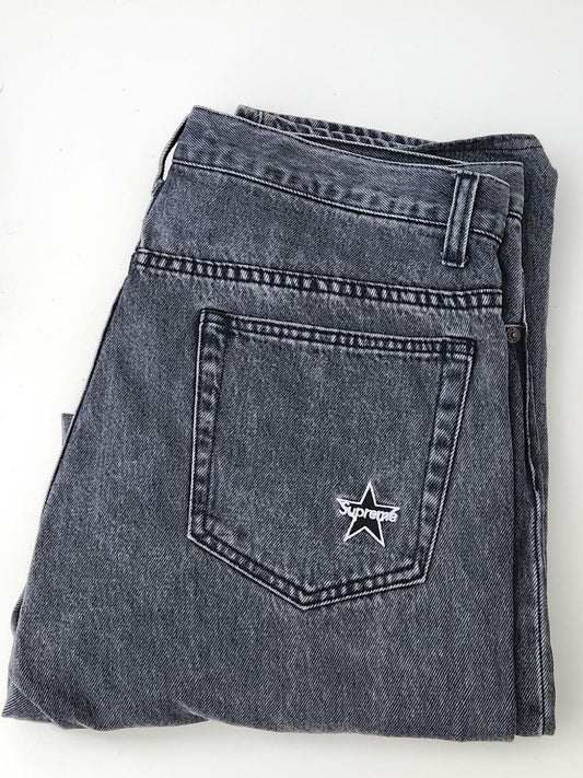 FW21 Supreme washed regular jeans size 34 blue W34 L32 star denim Black Trousers