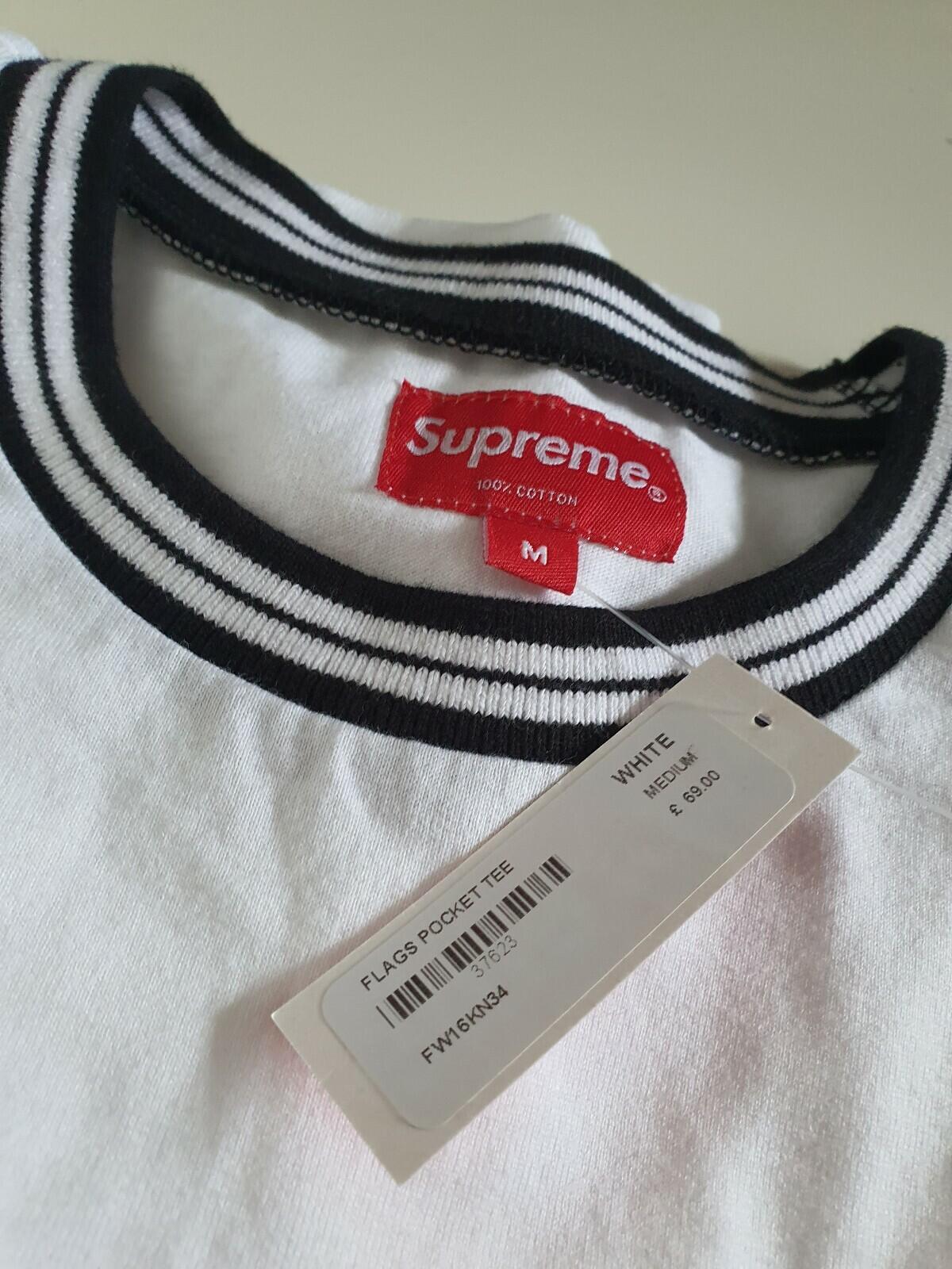 FW16 Supreme Pocket Tee White Size M