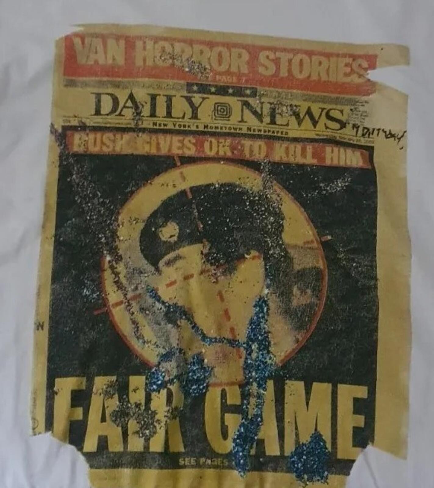 FW16 Supreme Dash Snow Tee size M medium white T-shirt Saddam Hussain Daily News