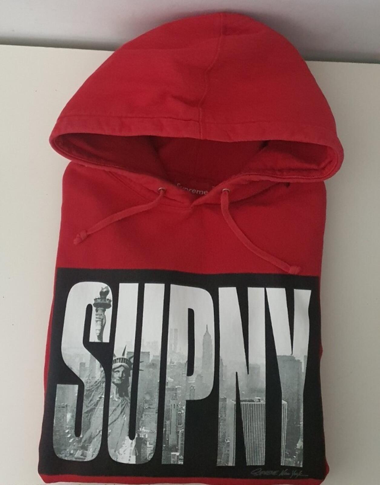 FW10 Supreme SupNY Pullover Red Hooded Sweatshirt XL hoodie Vintage 2010 Rare