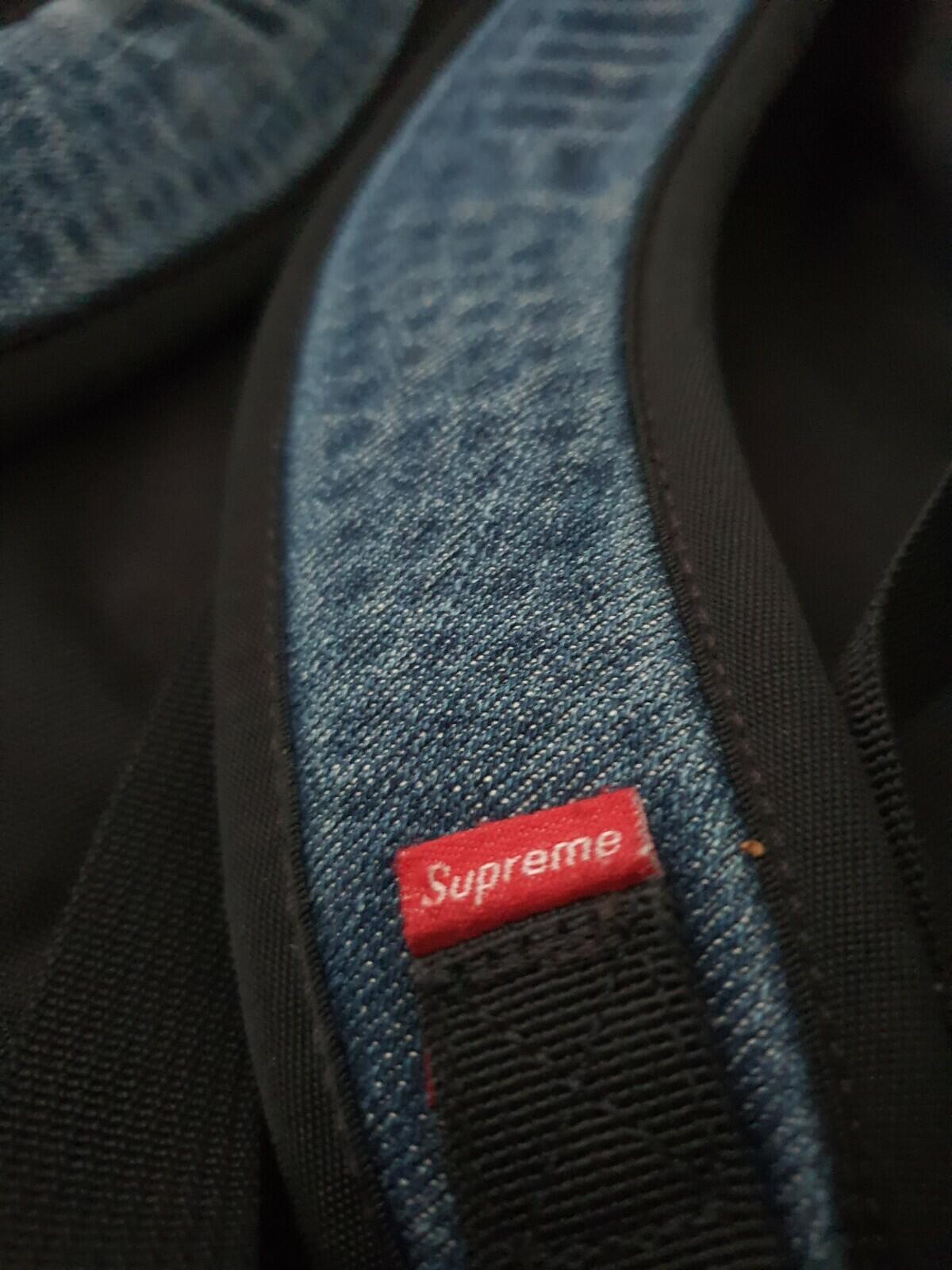 SS15 Supreme x The North Face Denim Day Pack Rucksack Blau