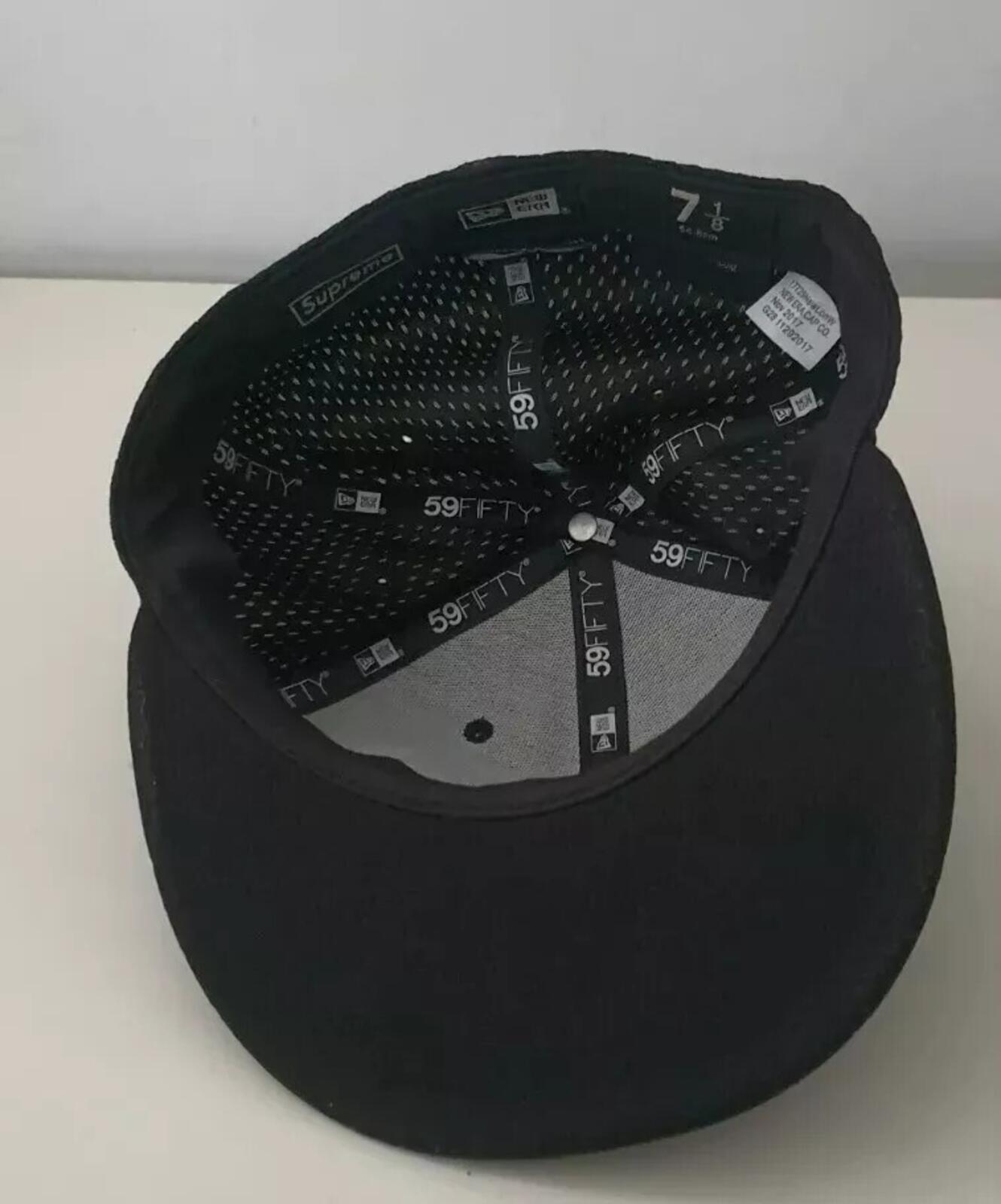SS18 Supreme Mesh Box Logo New Era Black cap hat size 7 1/8 (56.8cm)