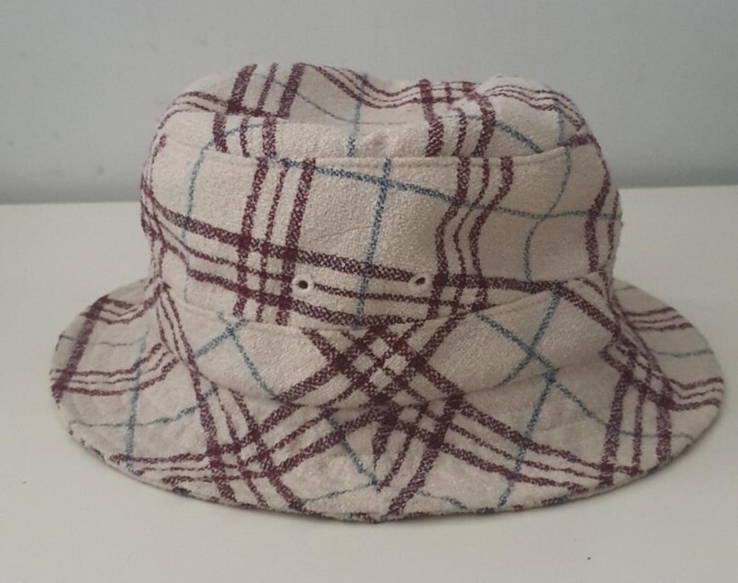 SS14 Supreme Loro Piana French Terry crusher S/M White Plaid Rare bucket hat New