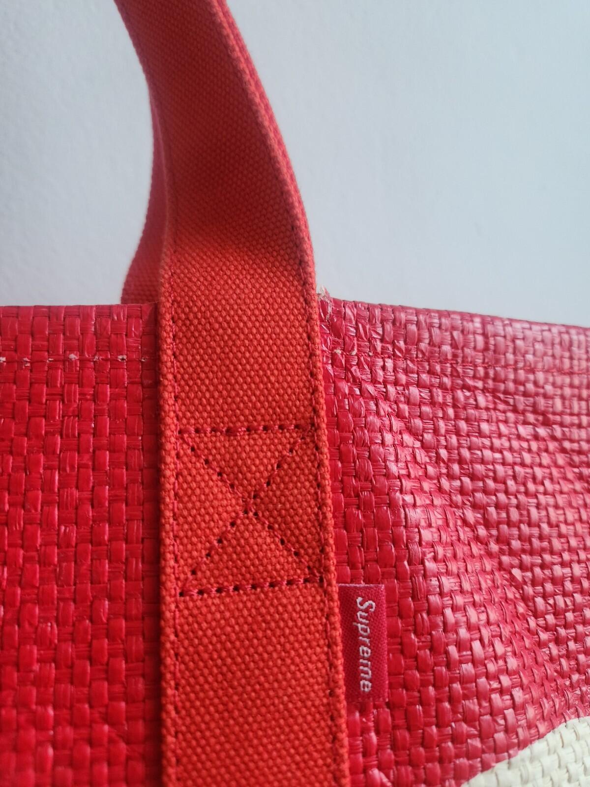 SS20 Supreme Raffia Tote Red Bag 18 oz. cotton canvas 24L big logo woven