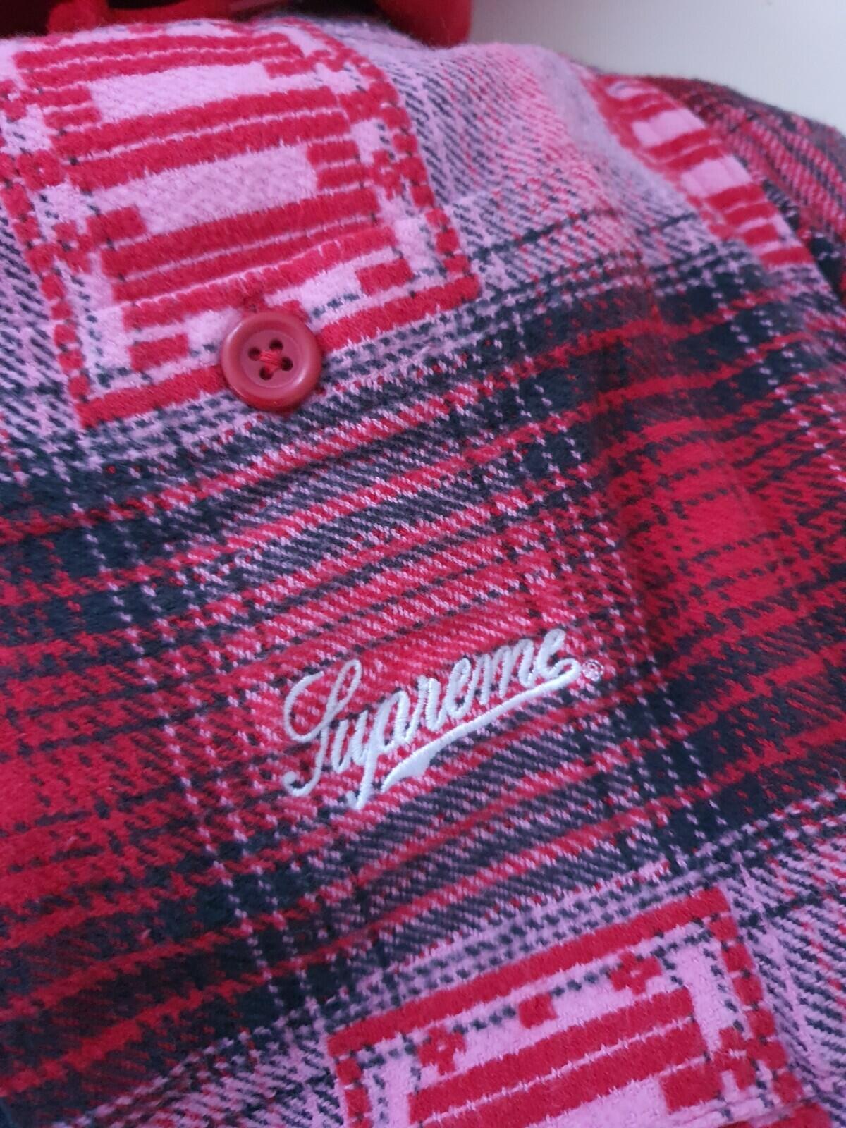 HW20 Supreme Kapuzen-Schatten-Karohemd Größe L groß Rot