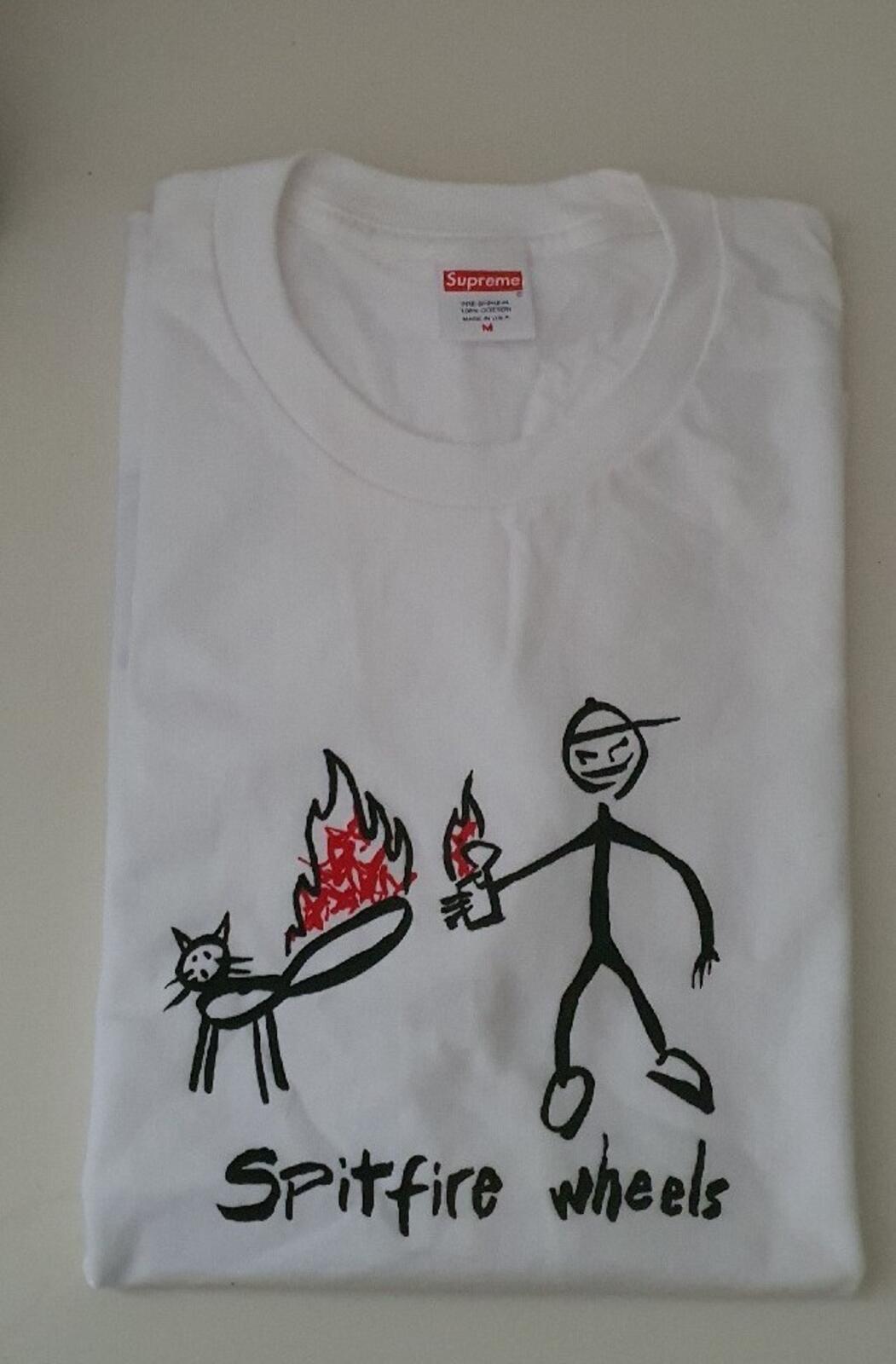 SS18 Supreme x Spitfire Cat Tee Weiß Größe M