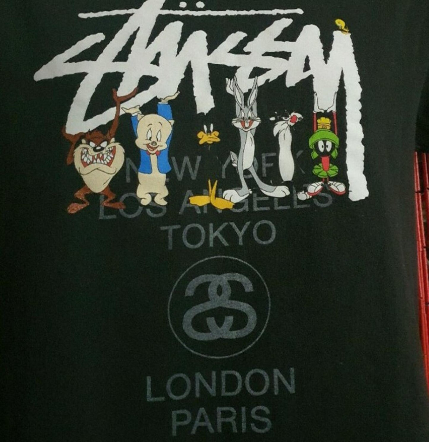 SS14 Stussy Kids Looney Tunes schwarzes T-Shirt Gr. L für Jungen und Mädchen Vintage 2014